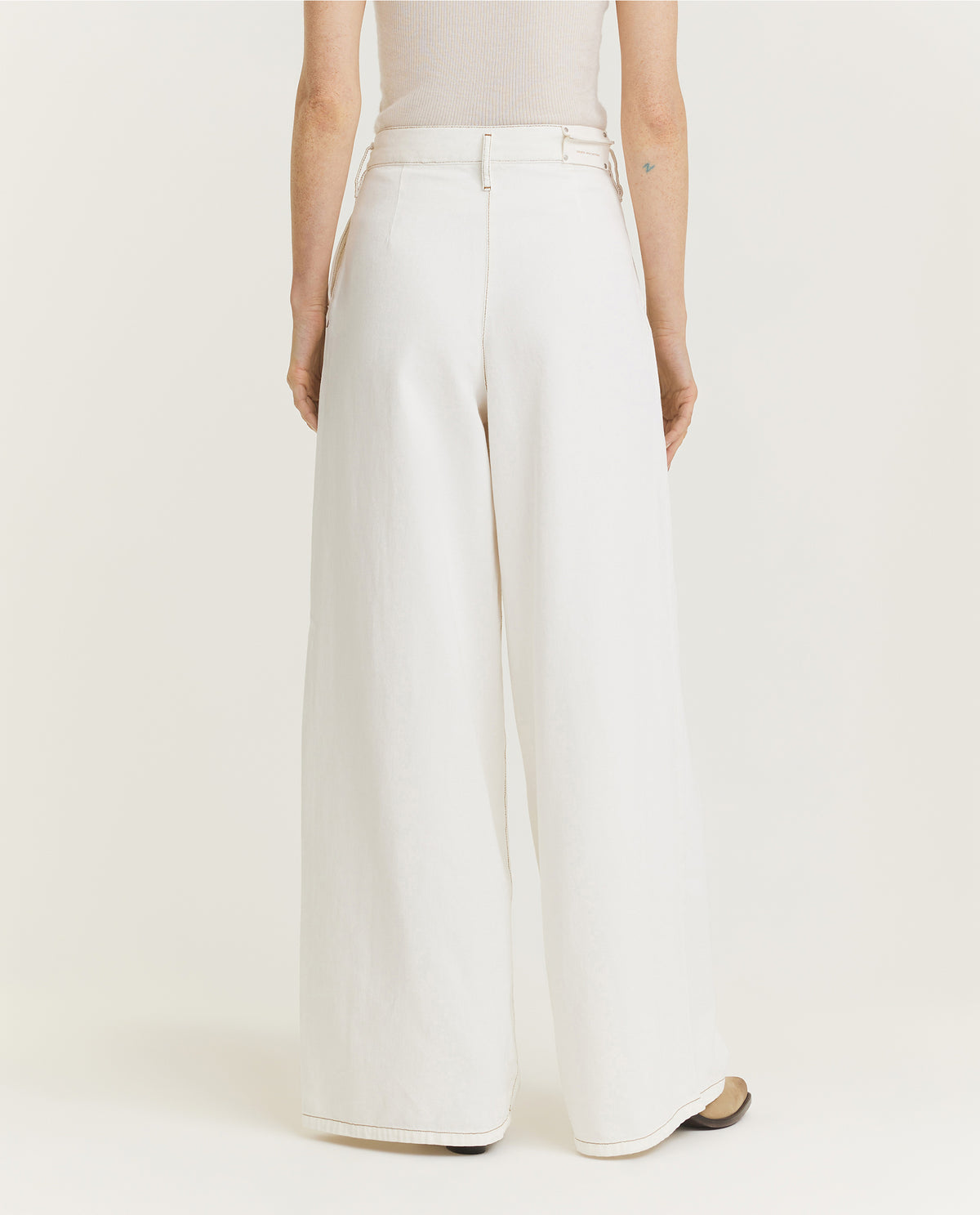 Geplooide Spijkerbroek - Ecru