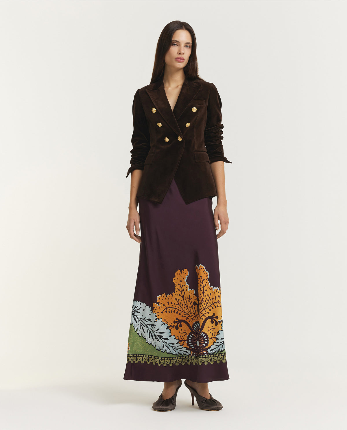 Katoen Fluwelen Blazer - Bruin