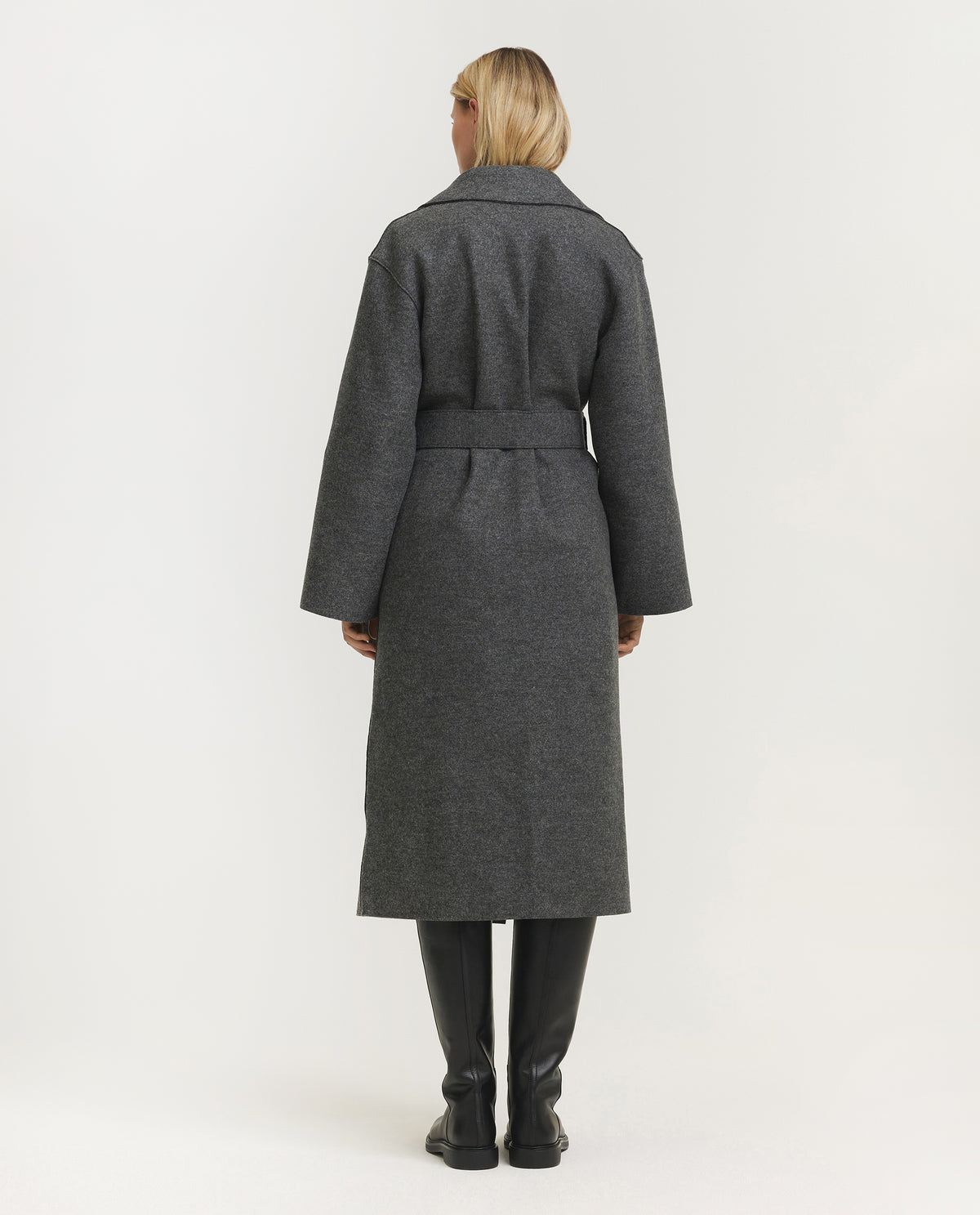 Geperste Wollen Overjas - Grijs