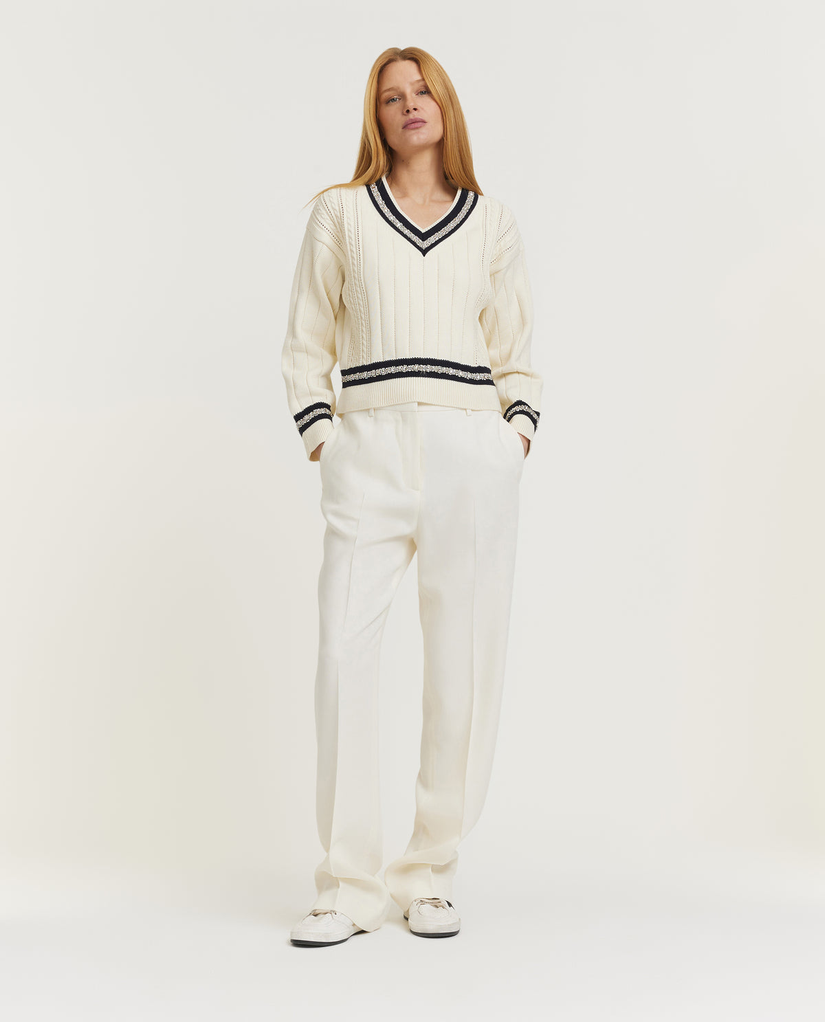 Knitted V-neck sweater