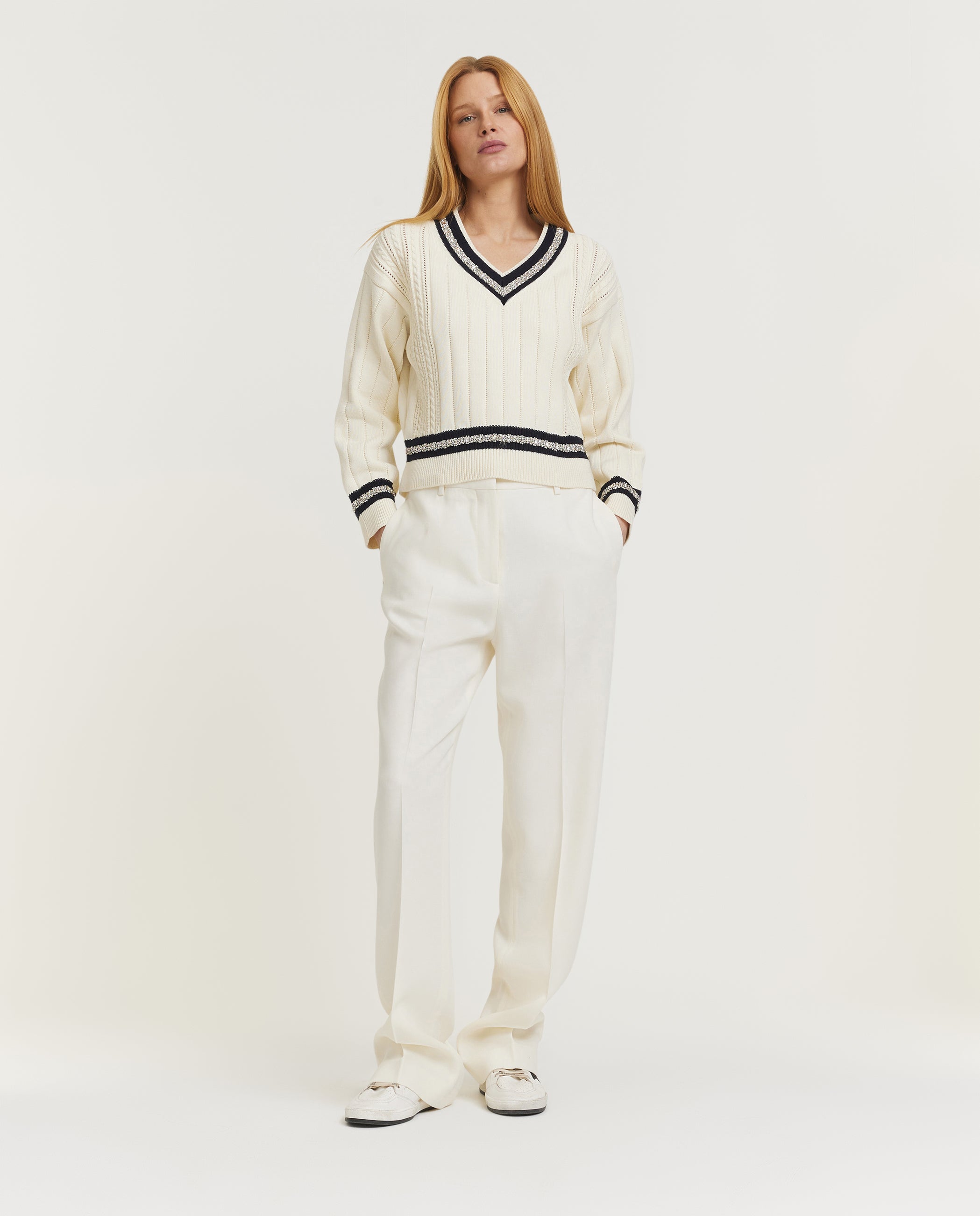 Gebreide v-hals trui