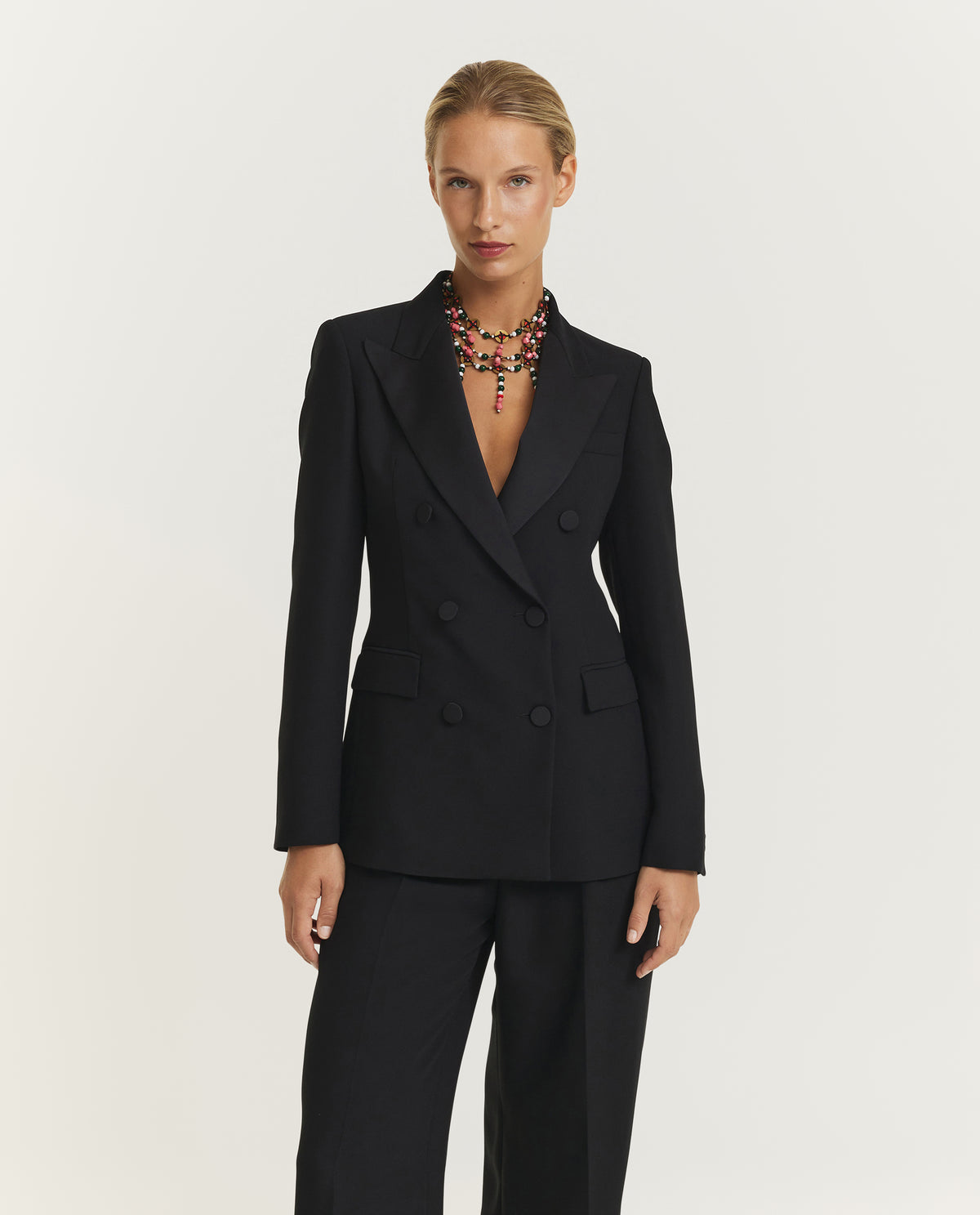 Double-Breasted Tuxedo Blazer