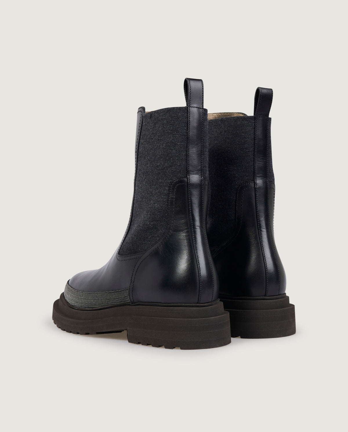 Leren laarzen met monili - Zwart