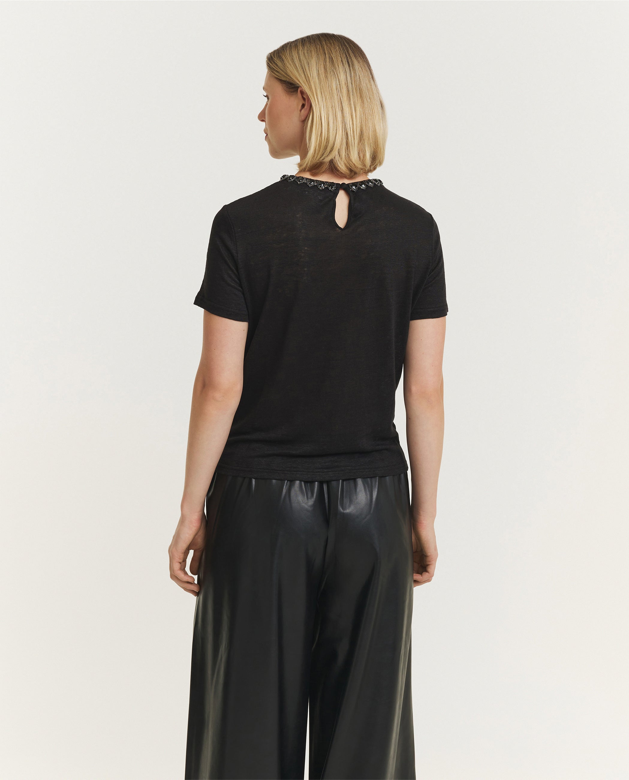 Linen Embellished Tee