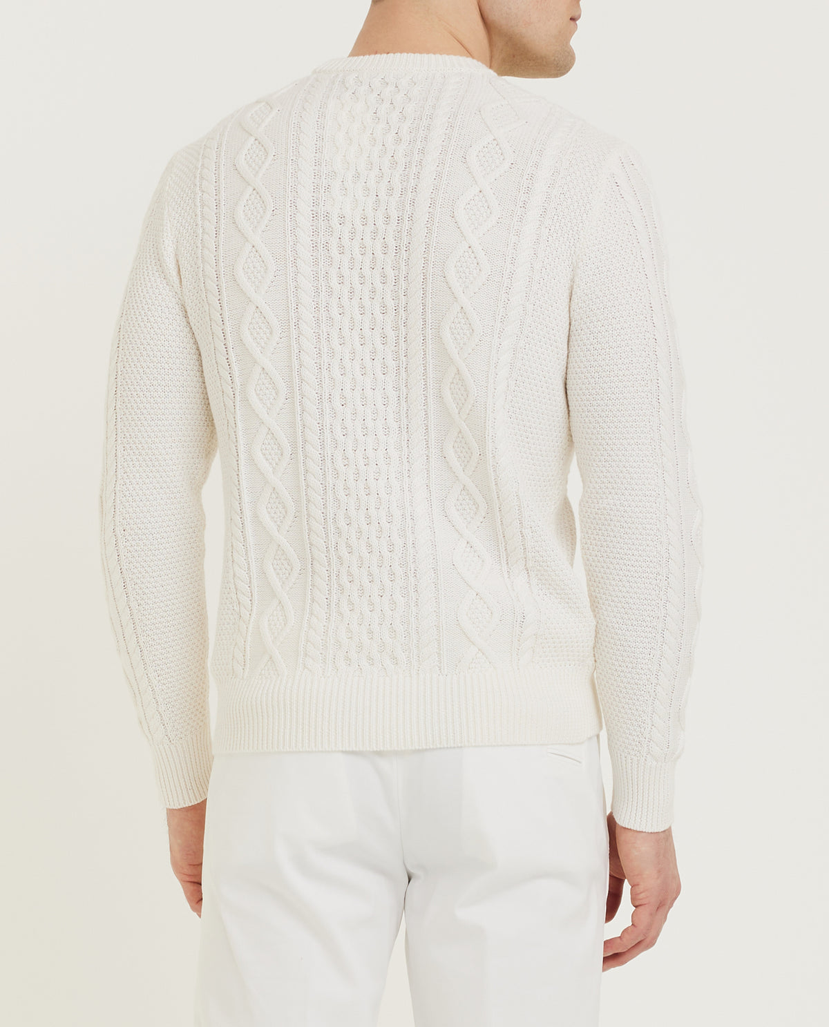 Katoen Cashmere Aran Trui - Wit