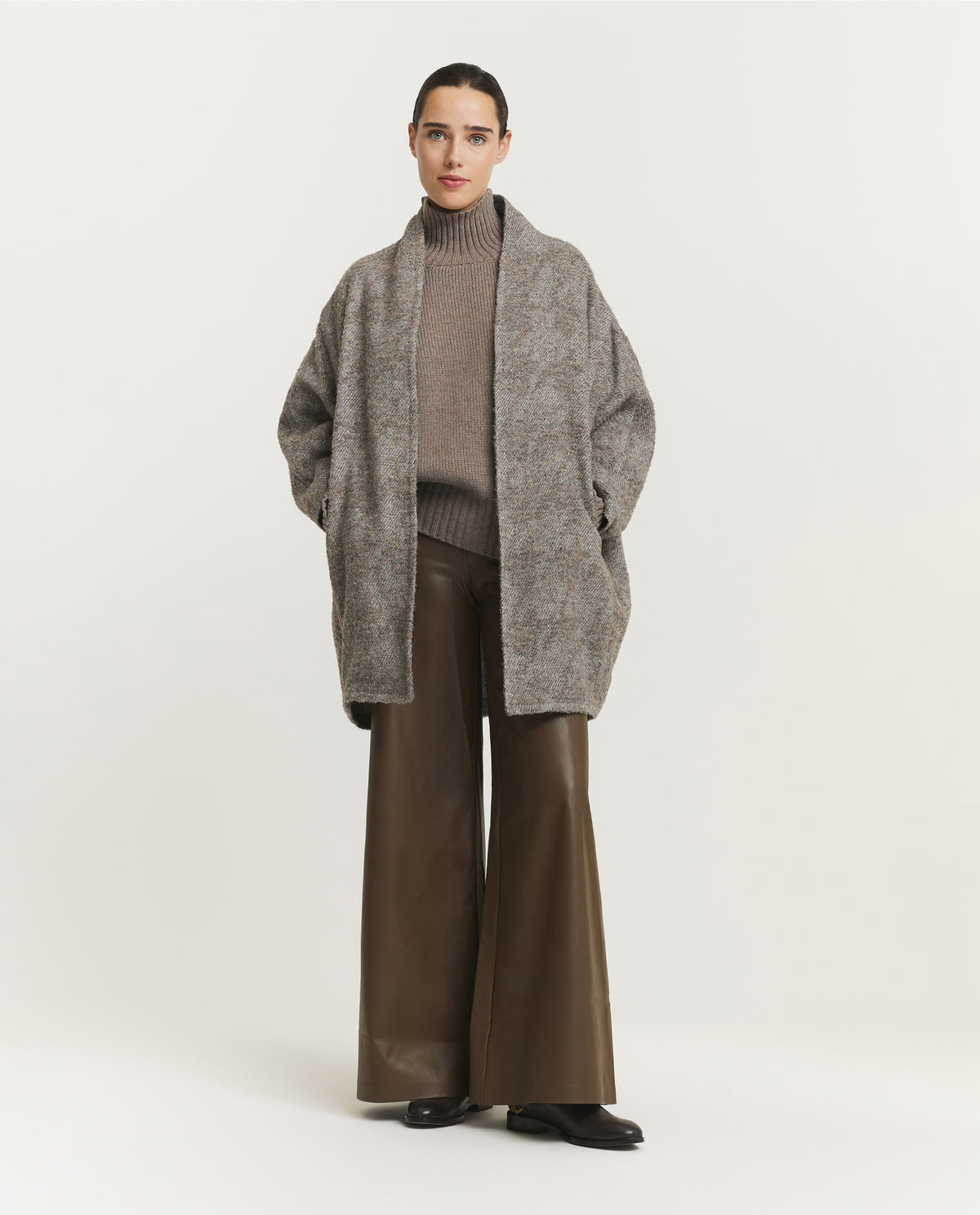 Kimono Structuur Vest - Lichtgrijs