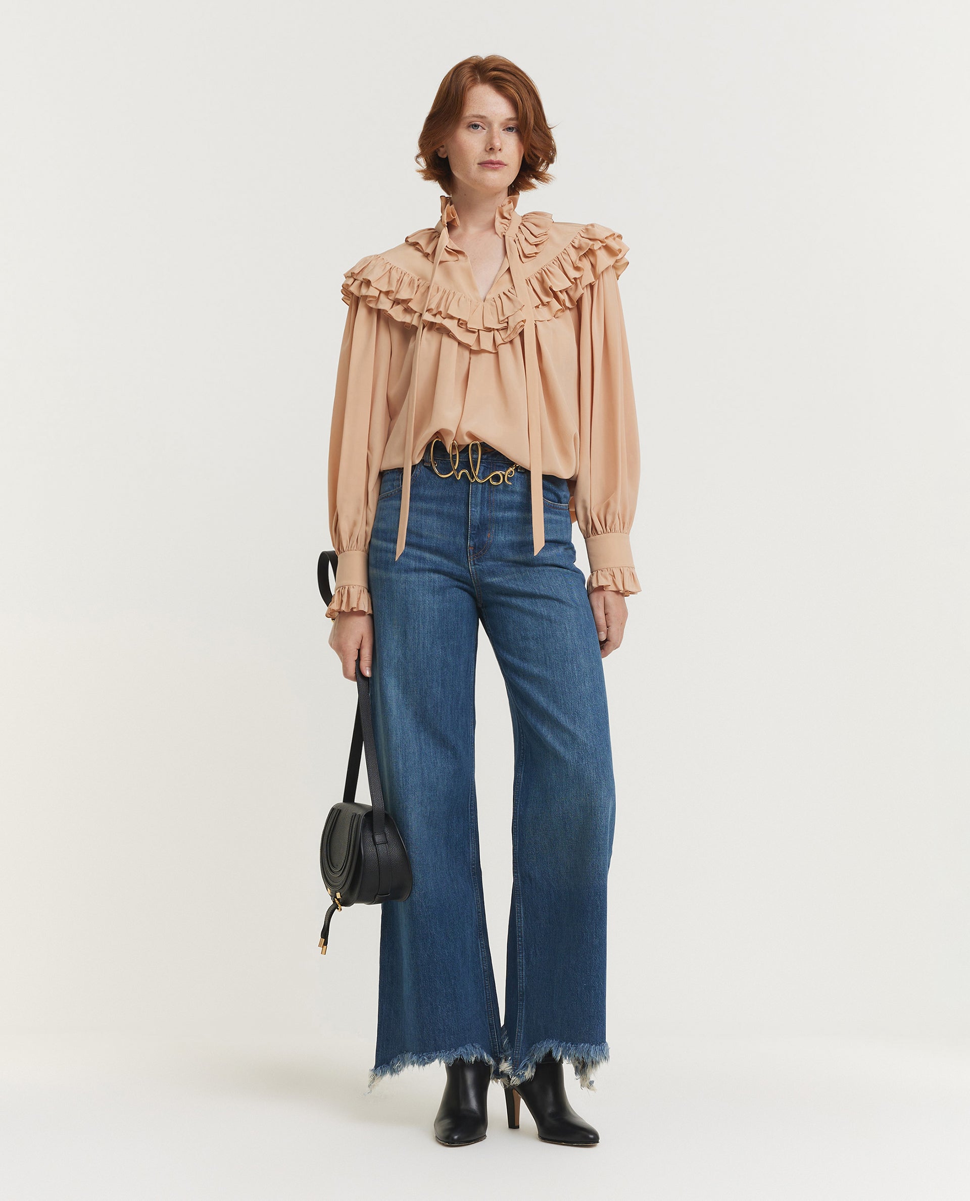 Oversized Gathered Ruffle Top