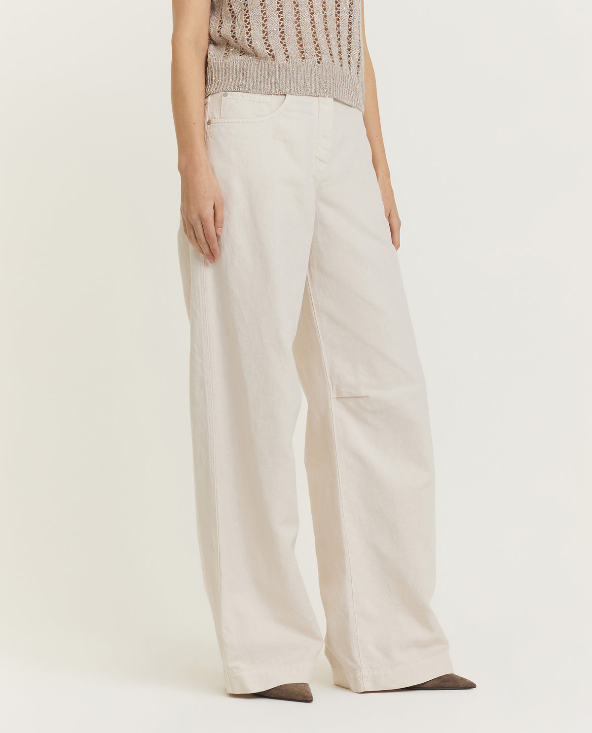 Katoen-linnen jeans - Wit