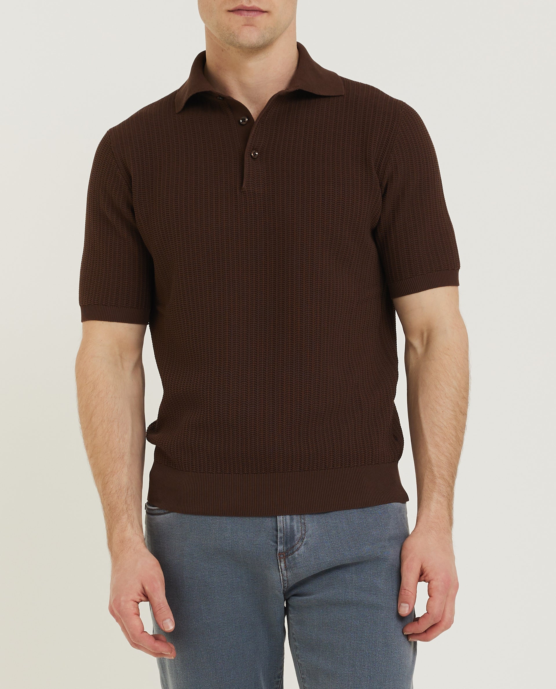 Cotton Crochet Polo Shirt