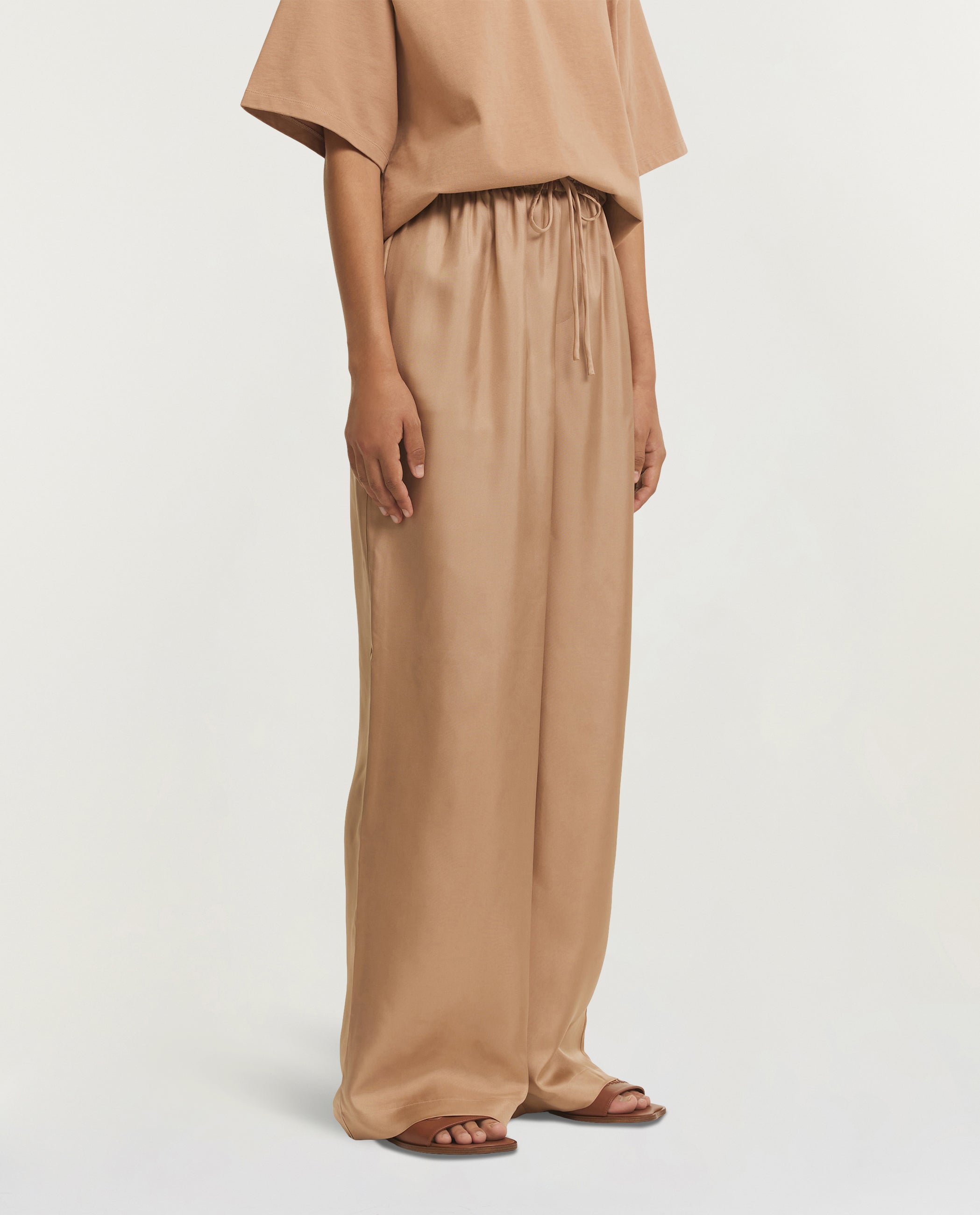 Zijden Wijde Broek - Lichtbruin