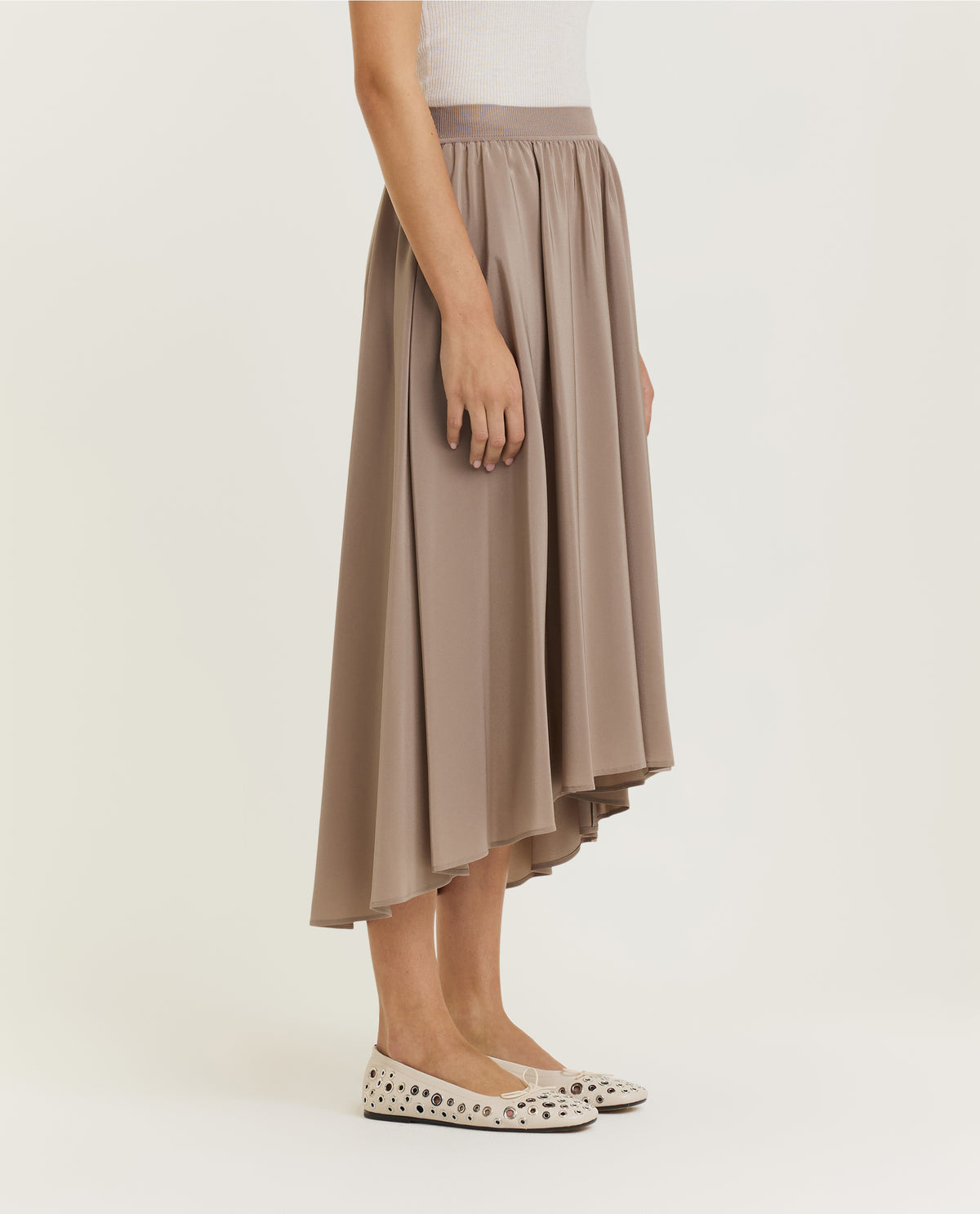 Geplooide Zijden Rok - Bruin