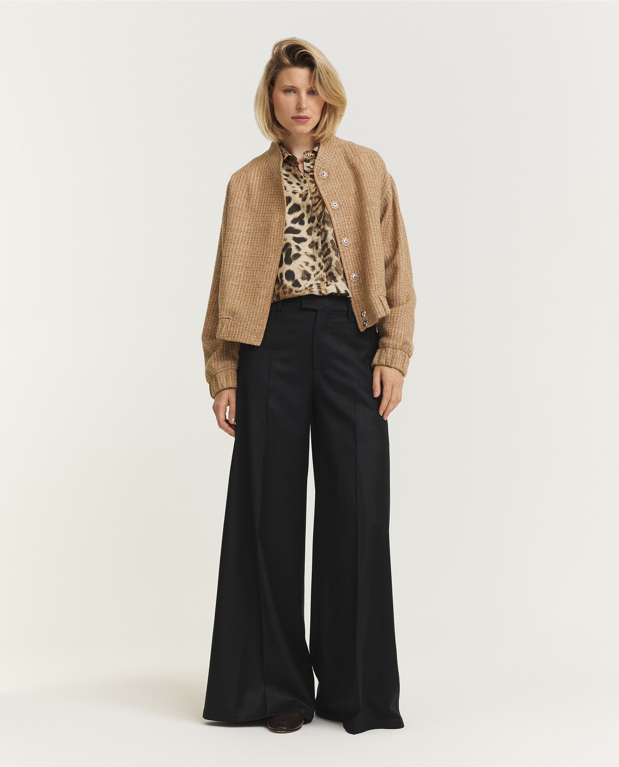 Wol Zijden Bomberjack - Lichtbruin