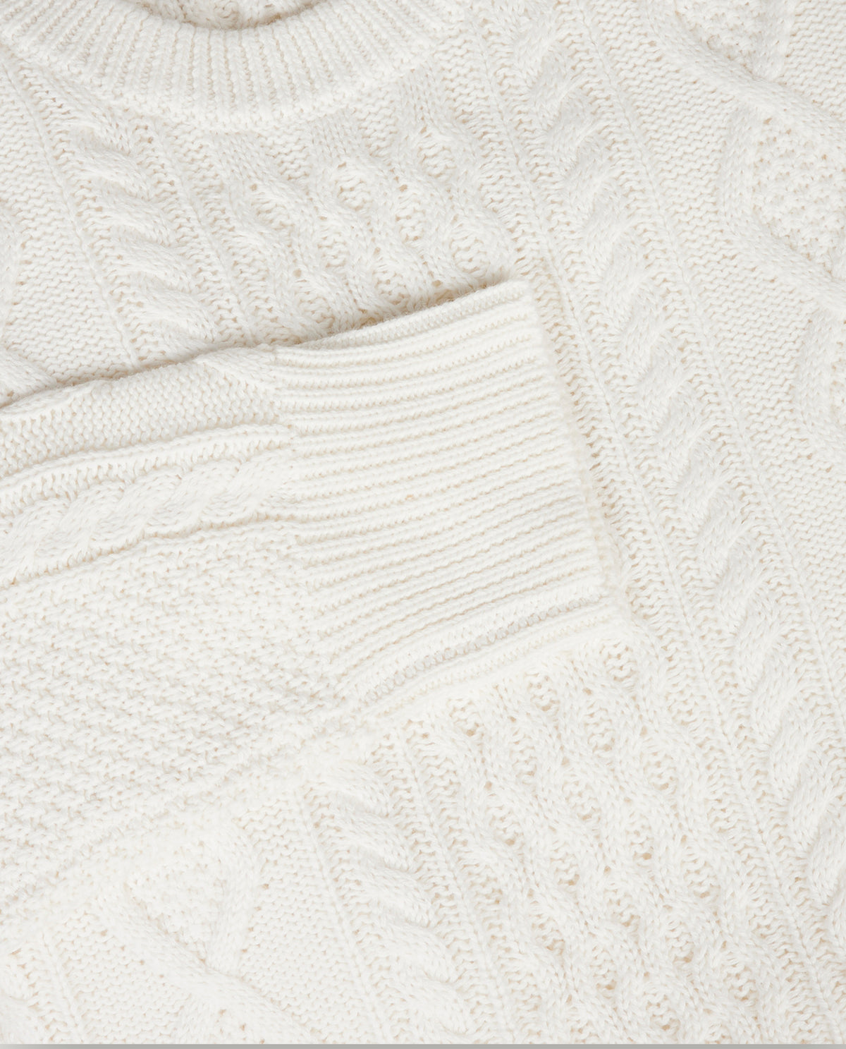 Katoen Cashmere Aran Trui - Wit