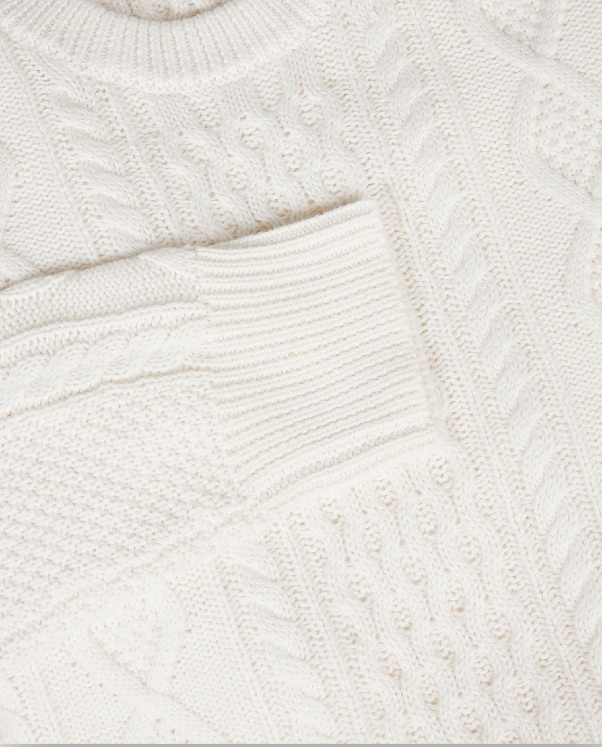 Katoen Cashmere Aran Trui - Wit