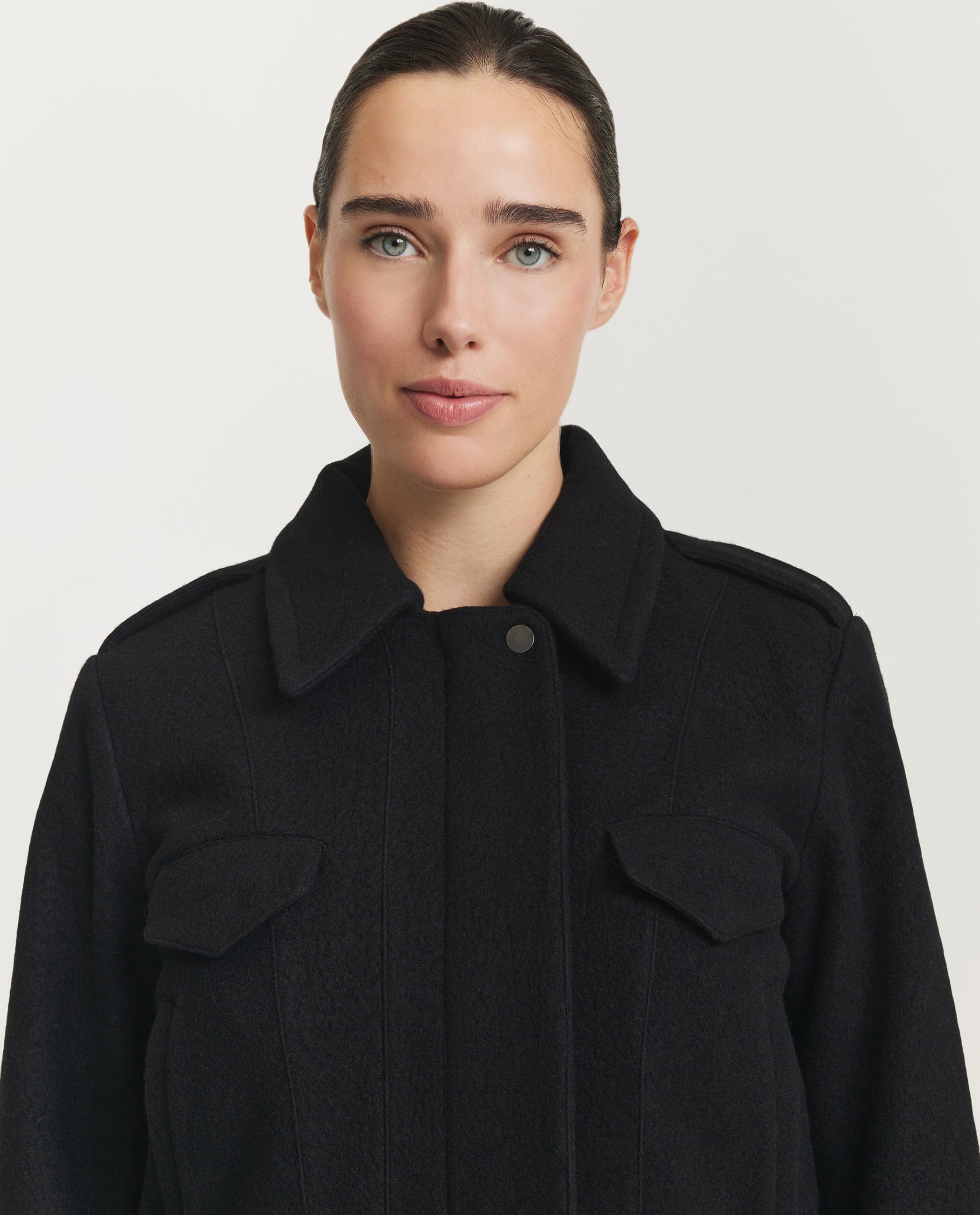 Cropped Wol Mix Jasje - Zwart