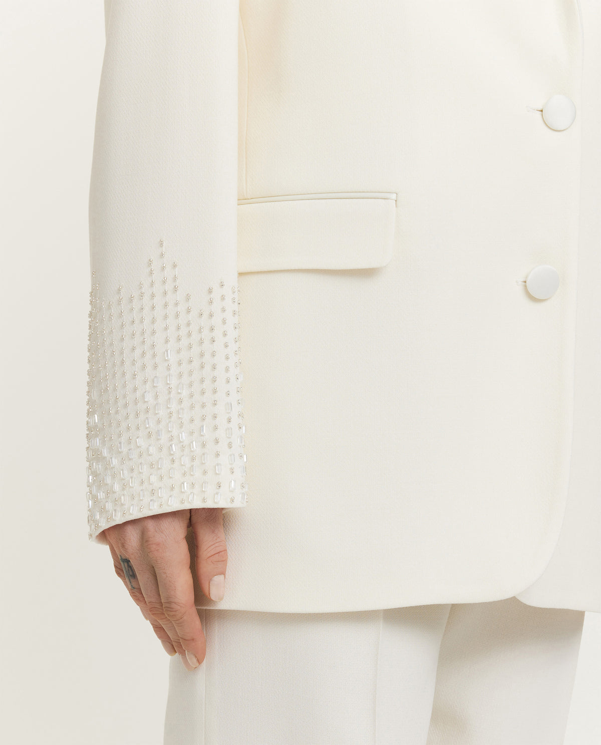 Wol-mix blazer met kralendetails