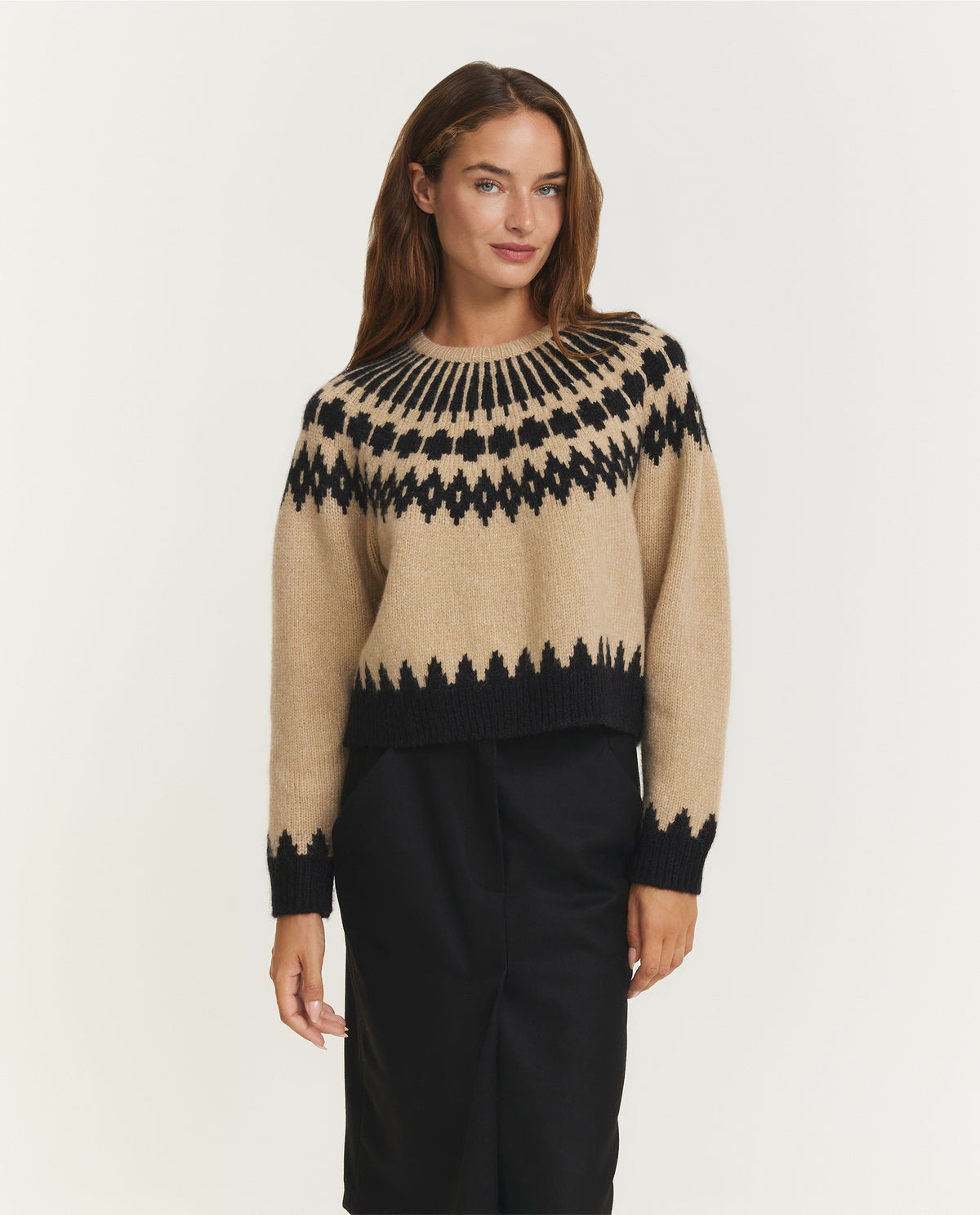 Alpaca Wol Alena Trui - Lichtbruin