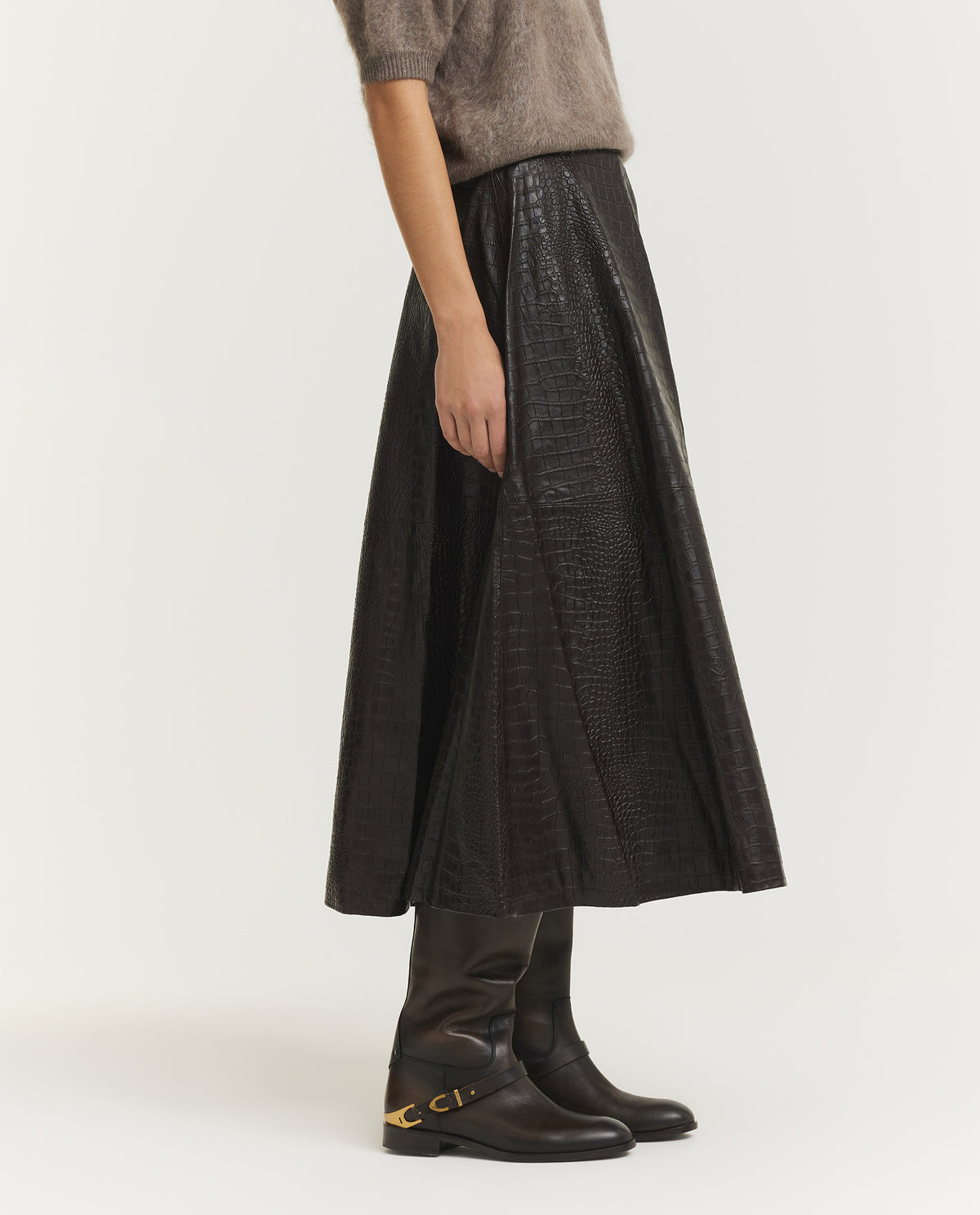 A-Lijn Croco Rok - Bruin