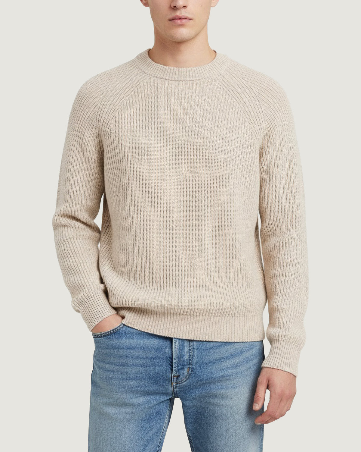Cashmere Rib Trui - Ecru