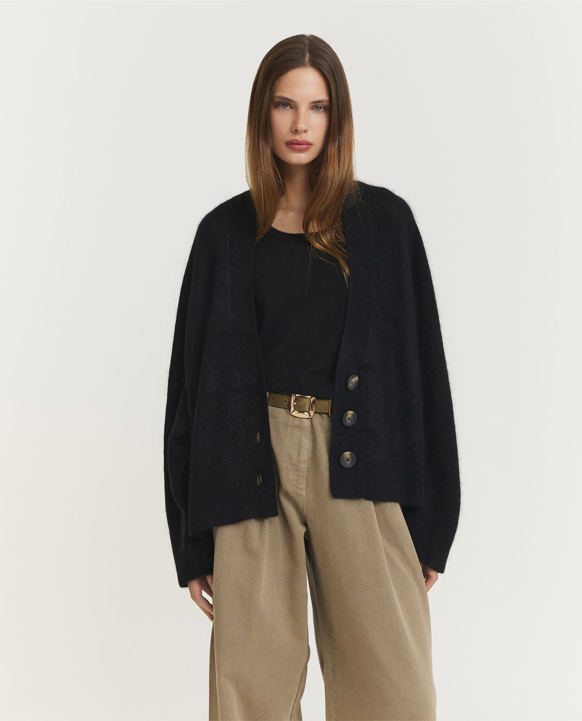 Relaxed Wollen Vest - Zwart