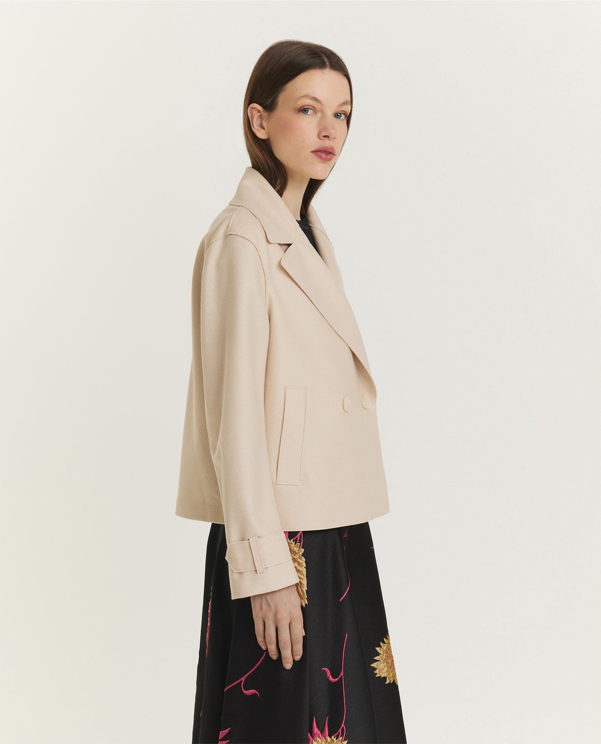 Korte Wollen Jas - Lichtbruin