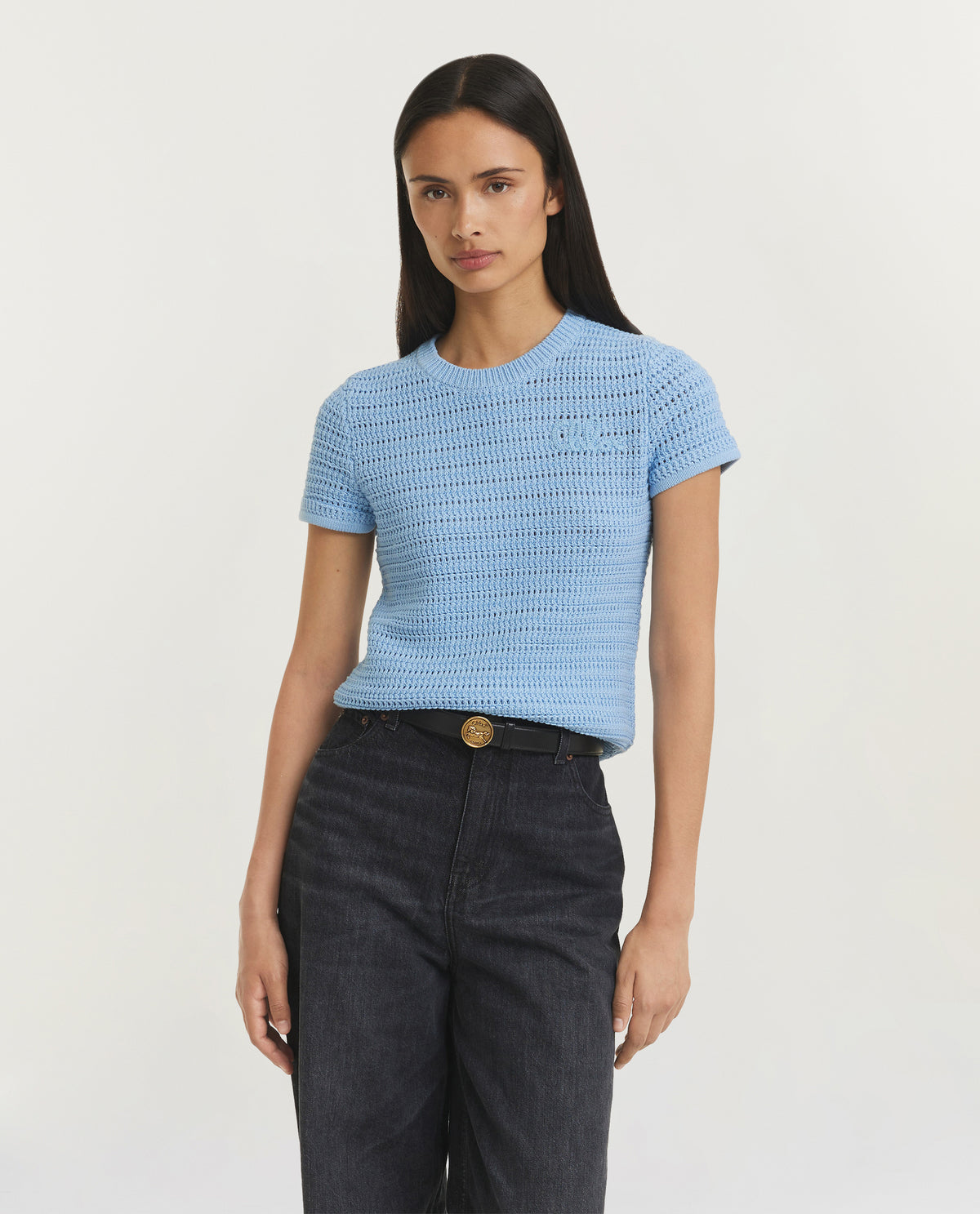 Katoen Crochet Top - Lichtblauw