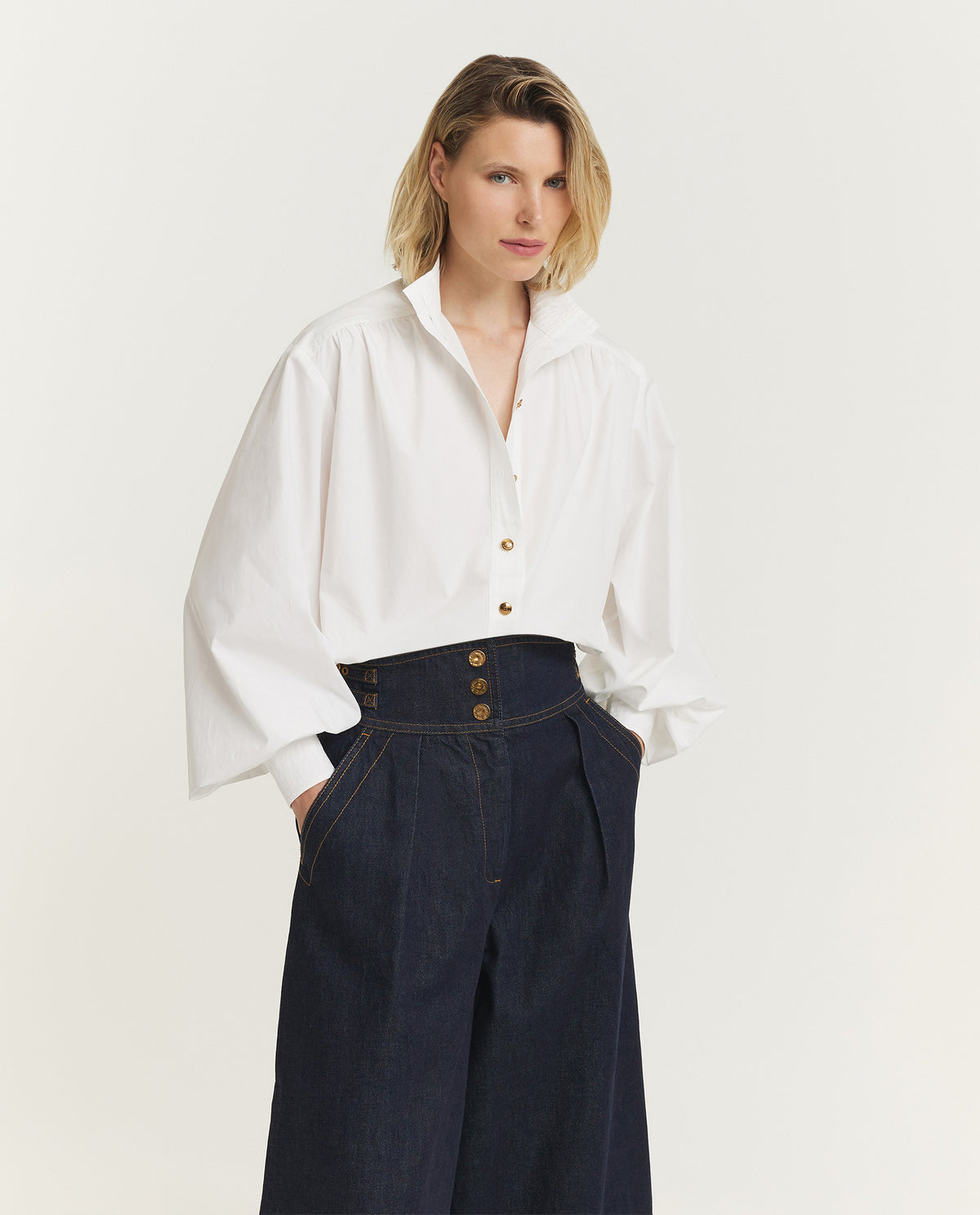 Utility Billow Blouse - Wit