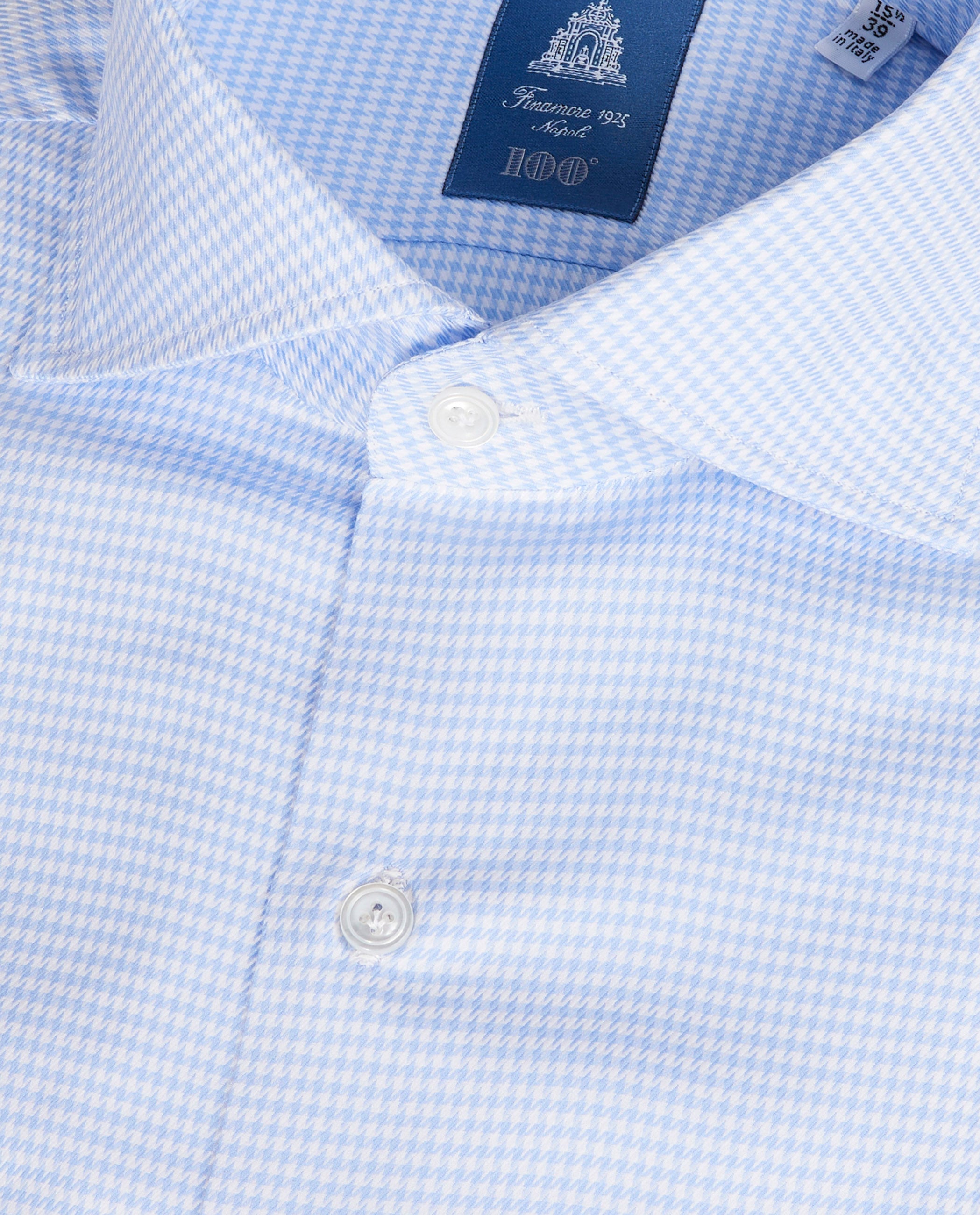 Pied-de-poule Katoenen Shirt - Lichtblauw