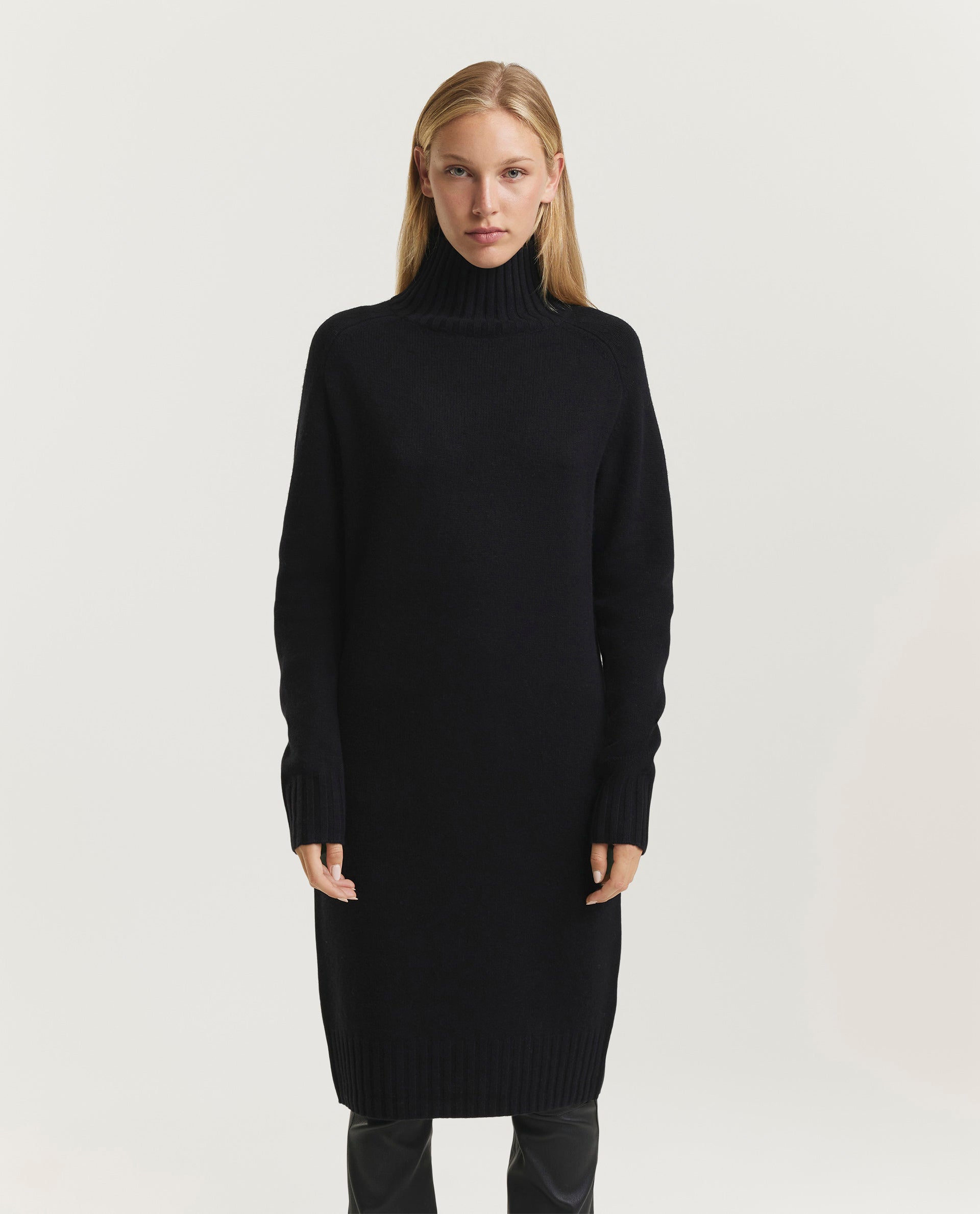 Wol-cashmere jurk - Zwart