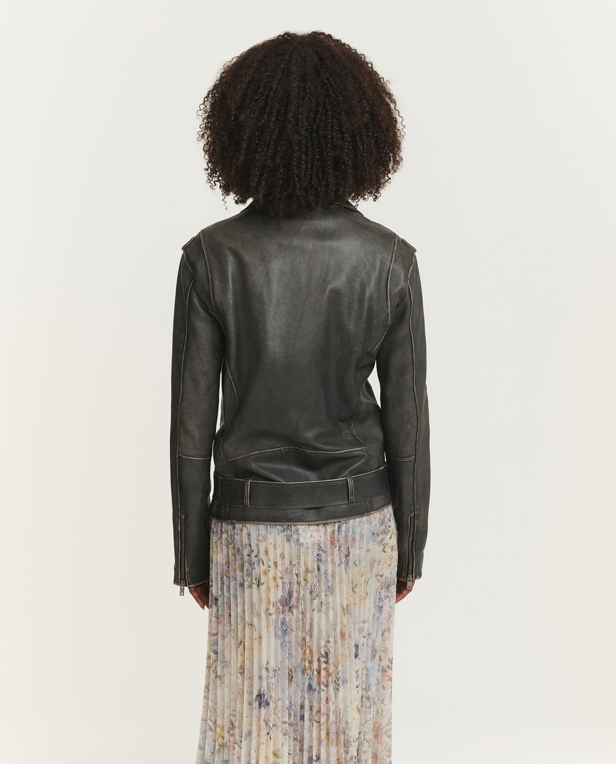 Leren Bikerjack - Zwart