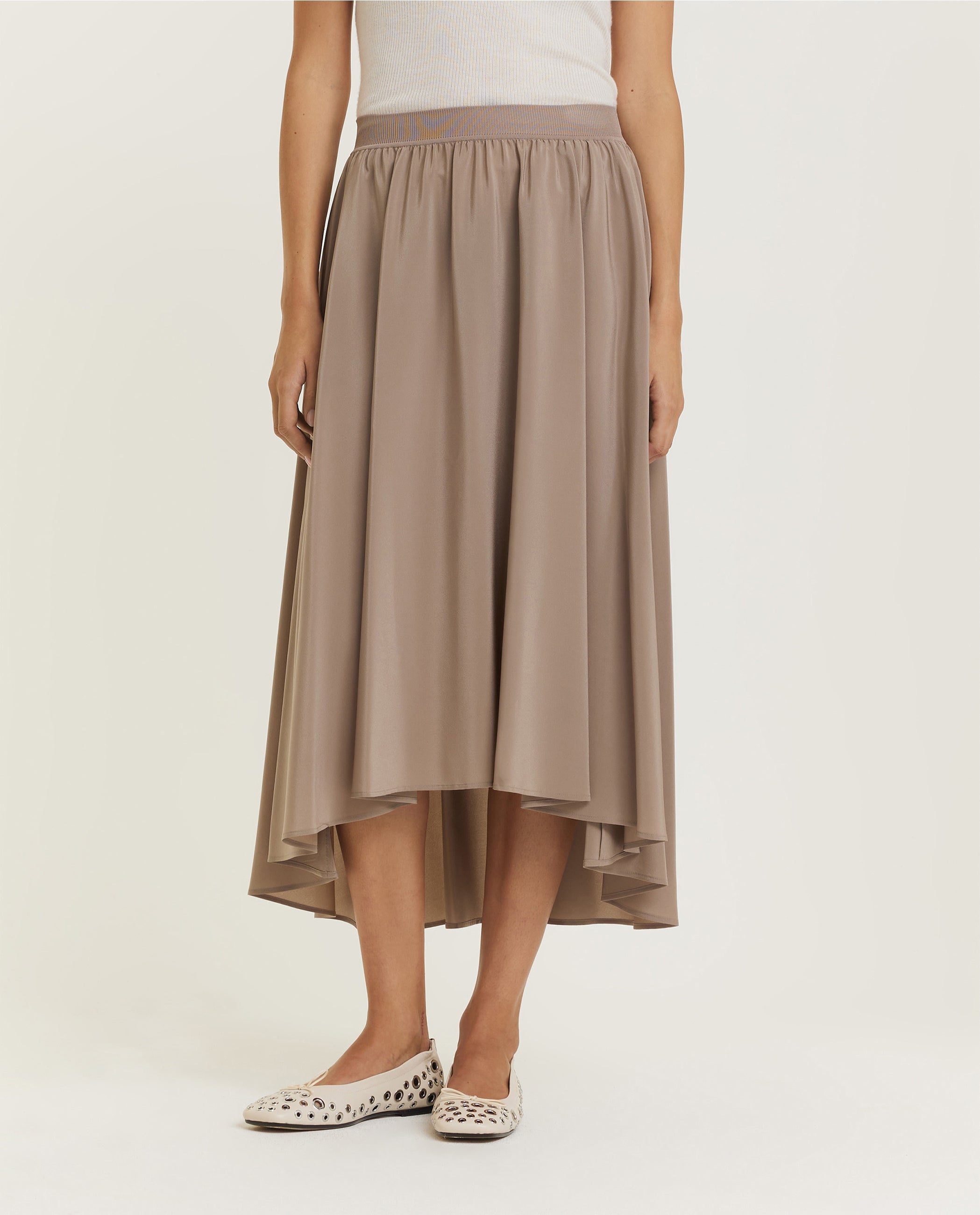 Geplooide Zijden Rok - Bruin