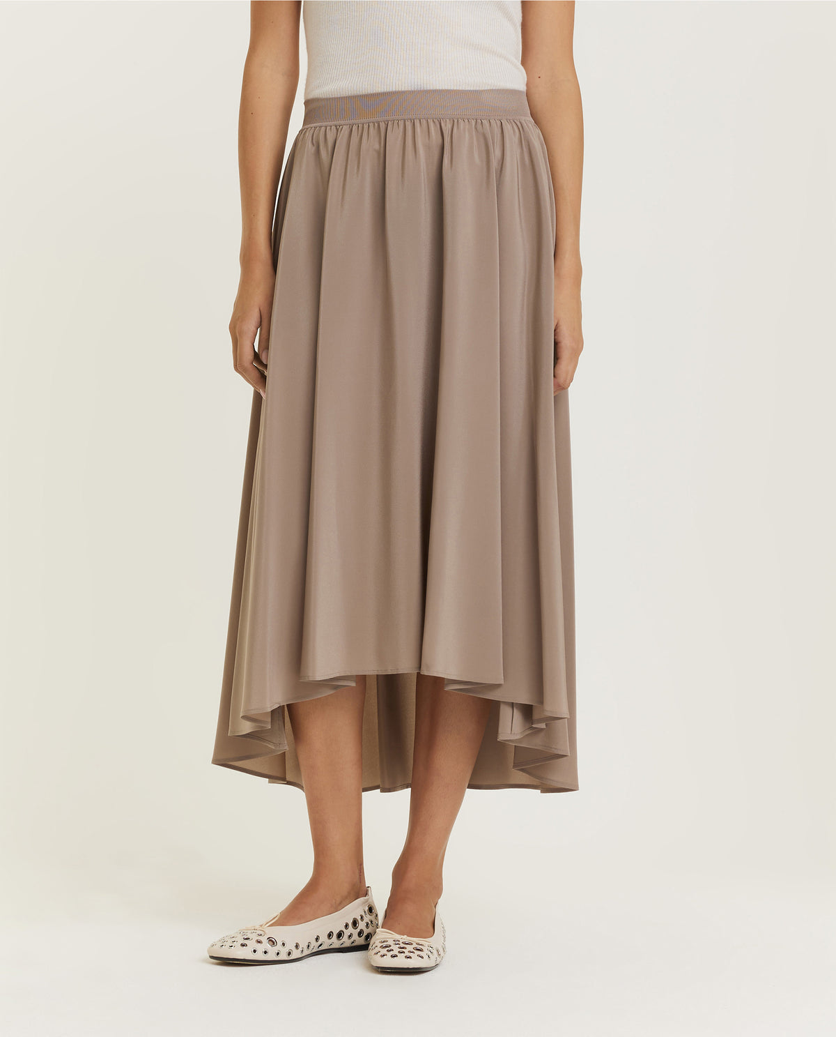 Geplooide Zijden Rok - Bruin