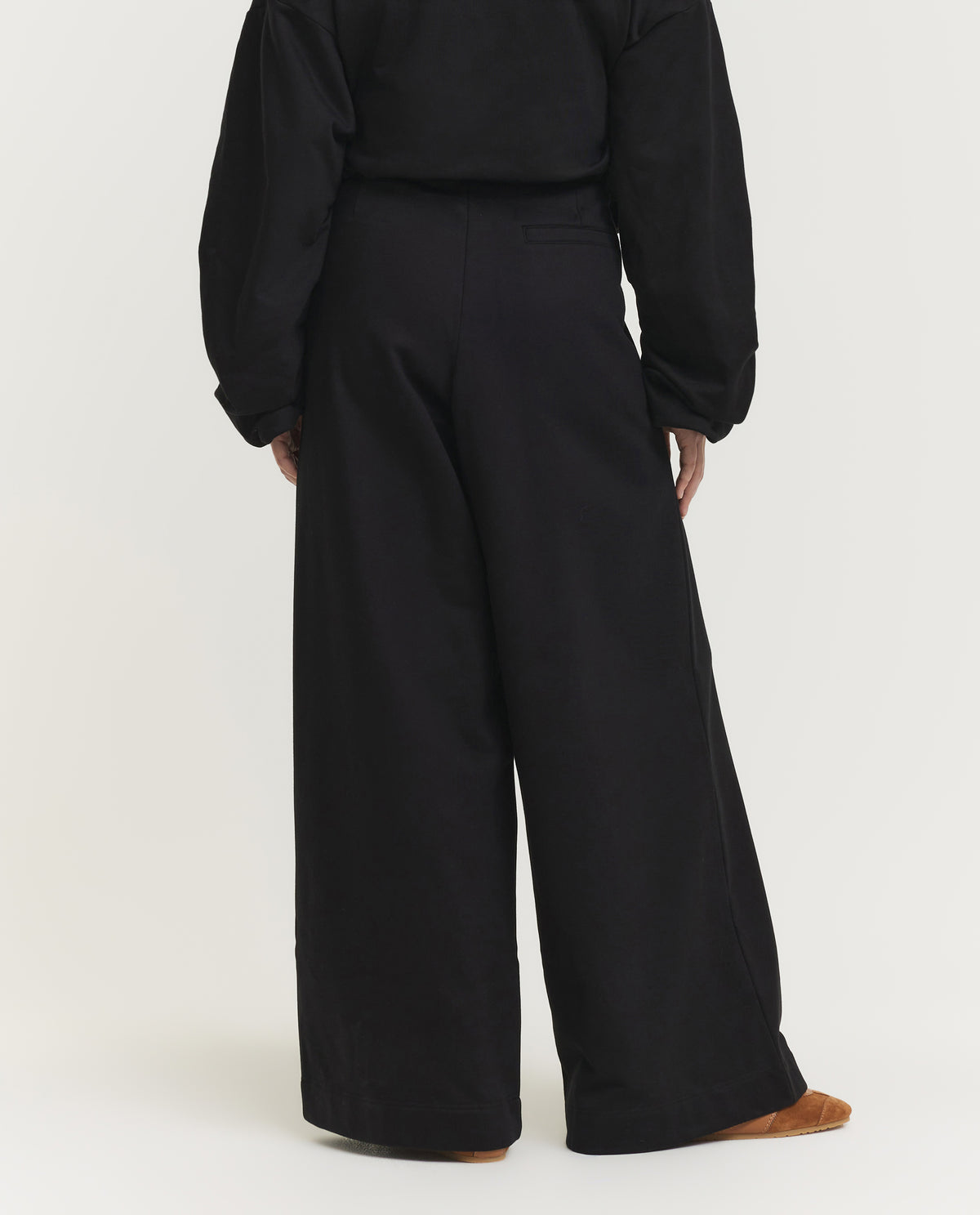 Wijde Katoenen Jogger - Zwart