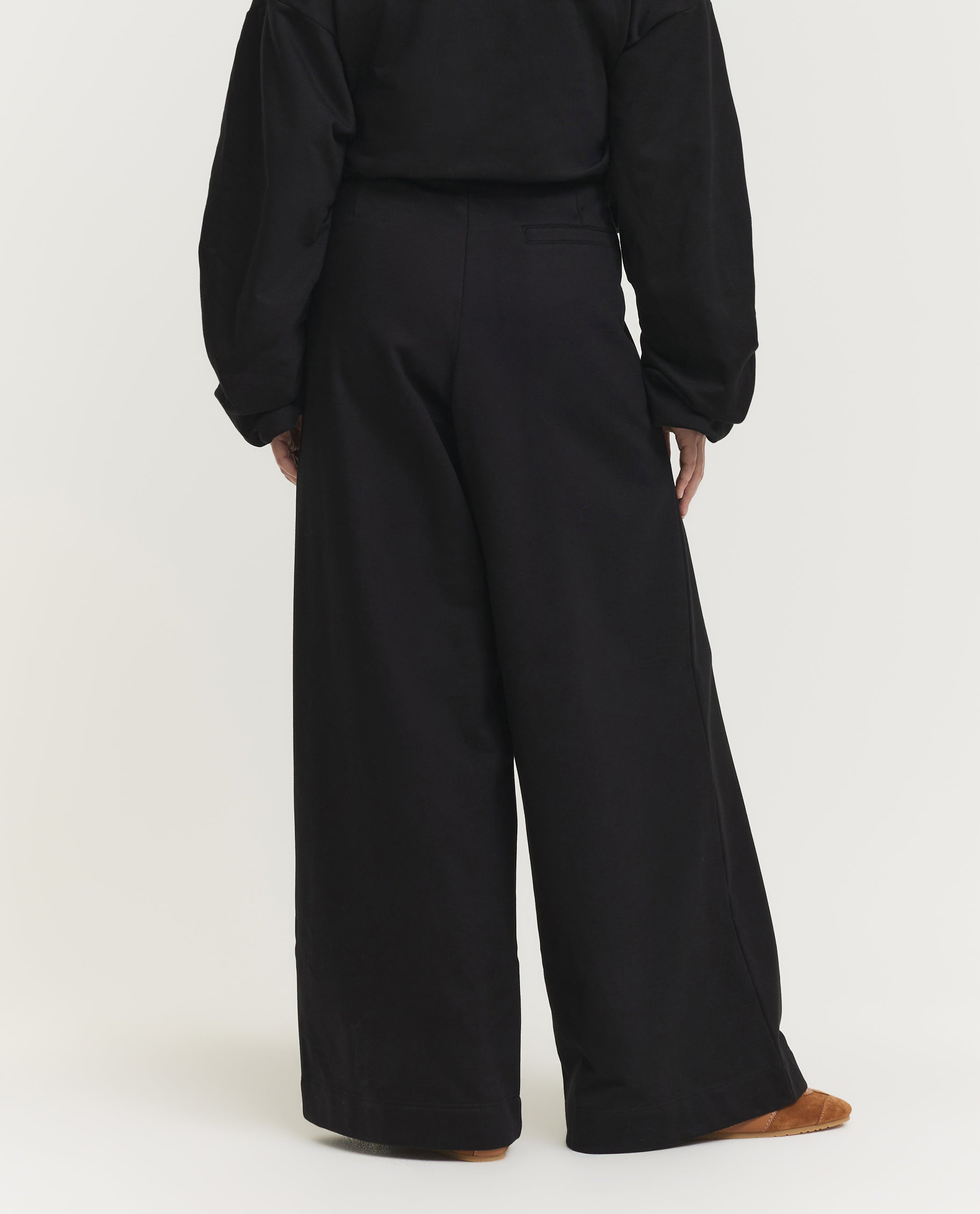 Wijde Katoenen Jogger - Zwart