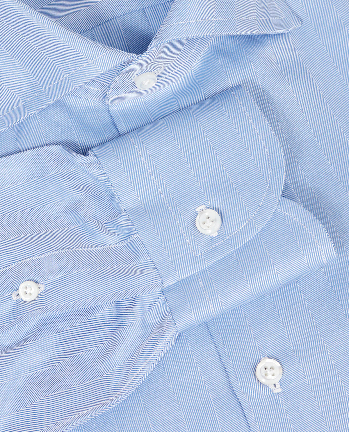 Katoenen Visgraat Shirt - Lichtblauw