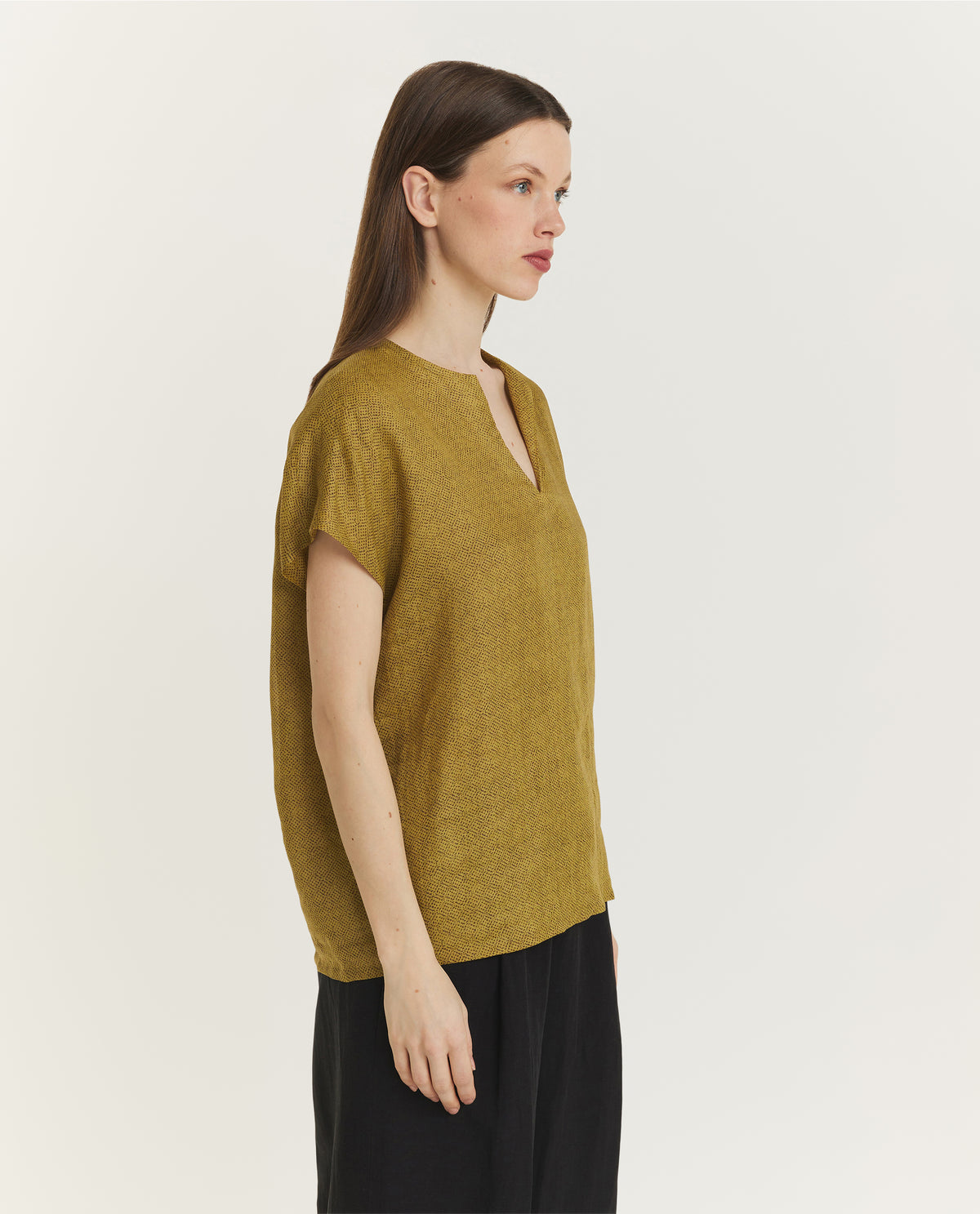 Top met kapmouwen - Geel