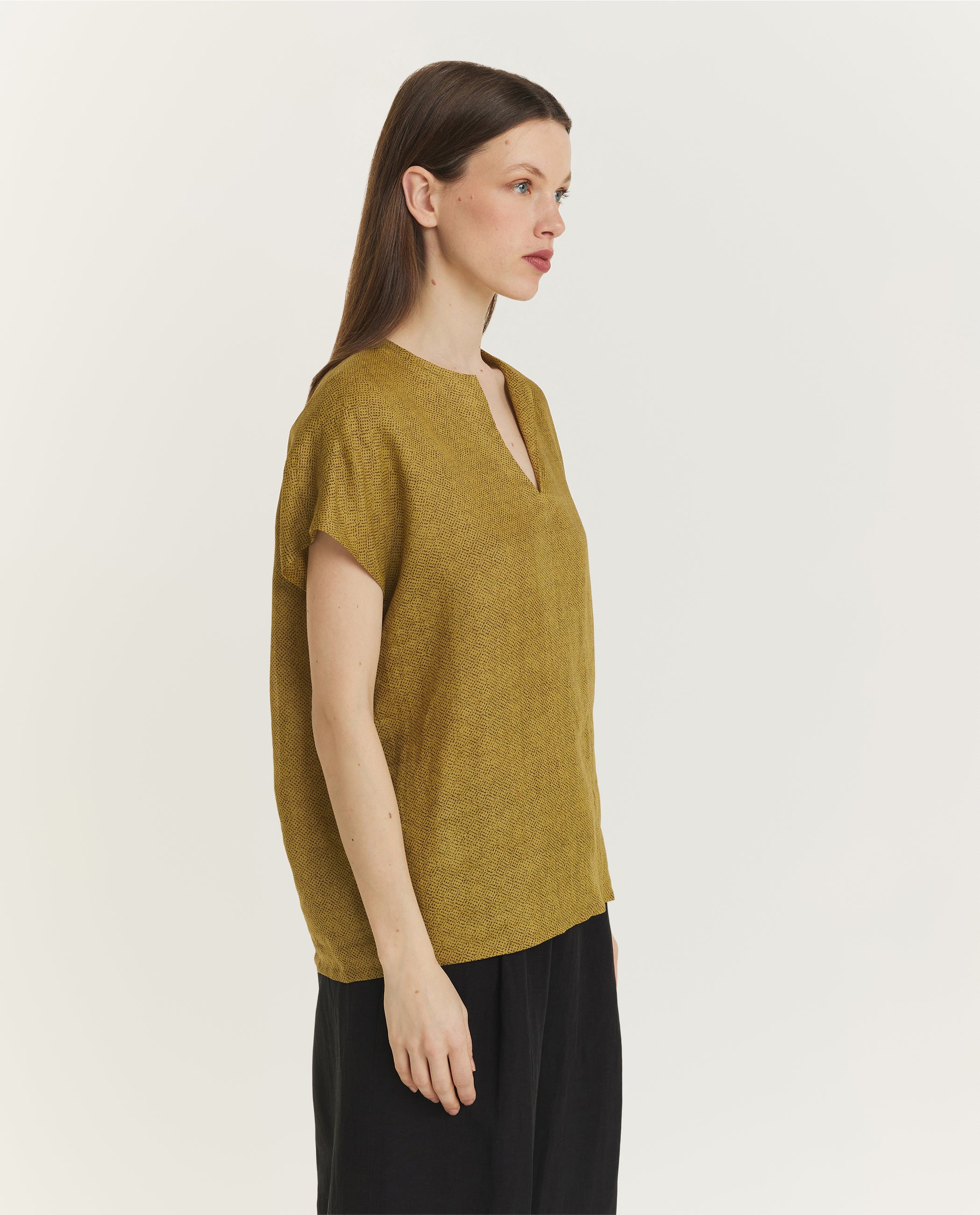 Top met kapmouwen - Geel