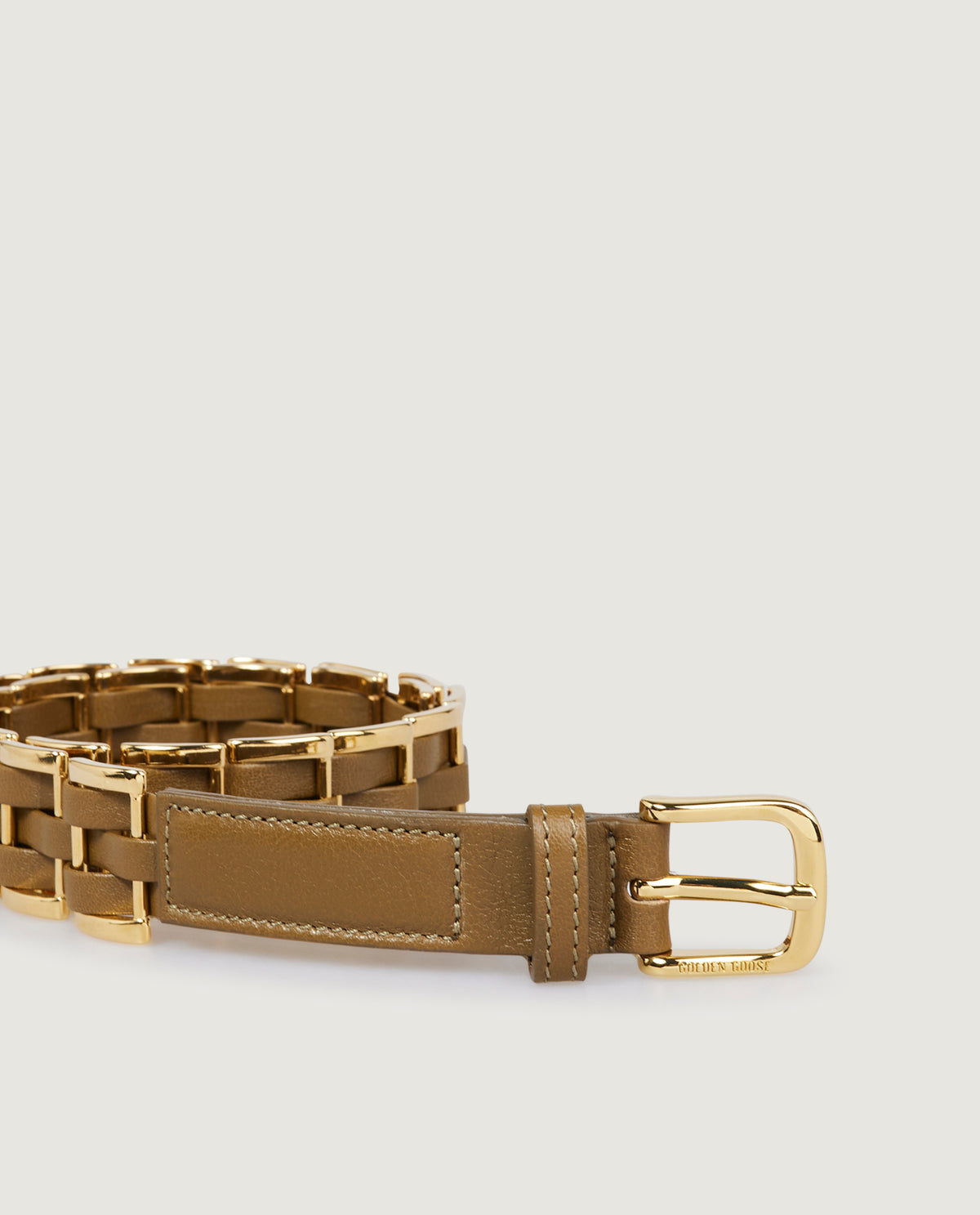 Metallic Weave Riem - Lichtbruin