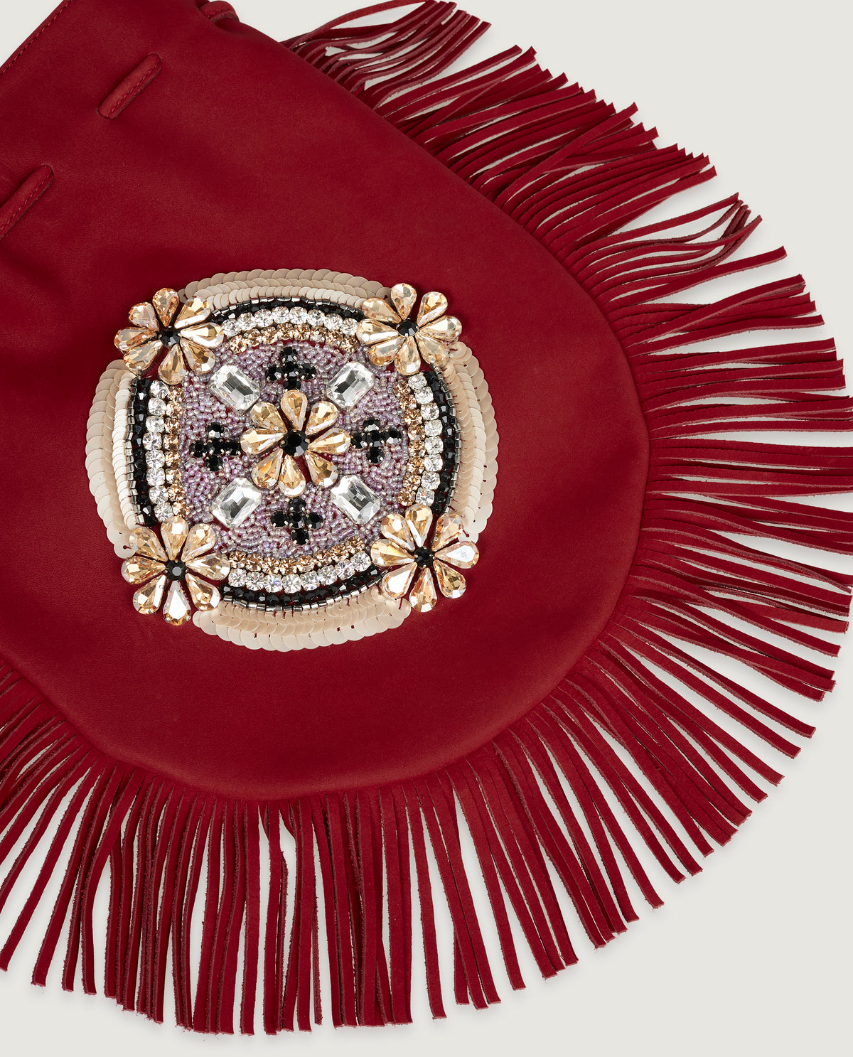 Grote Geborduurde Power Pouch - Rood