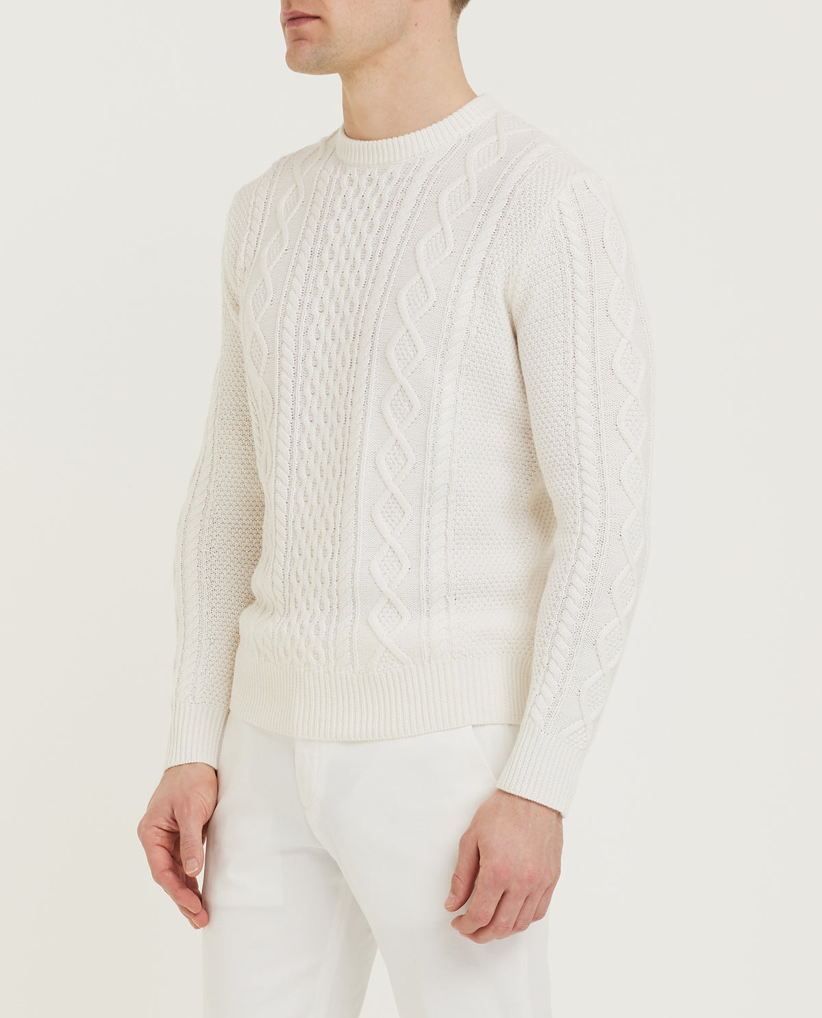Katoen Cashmere Aran Trui - Wit