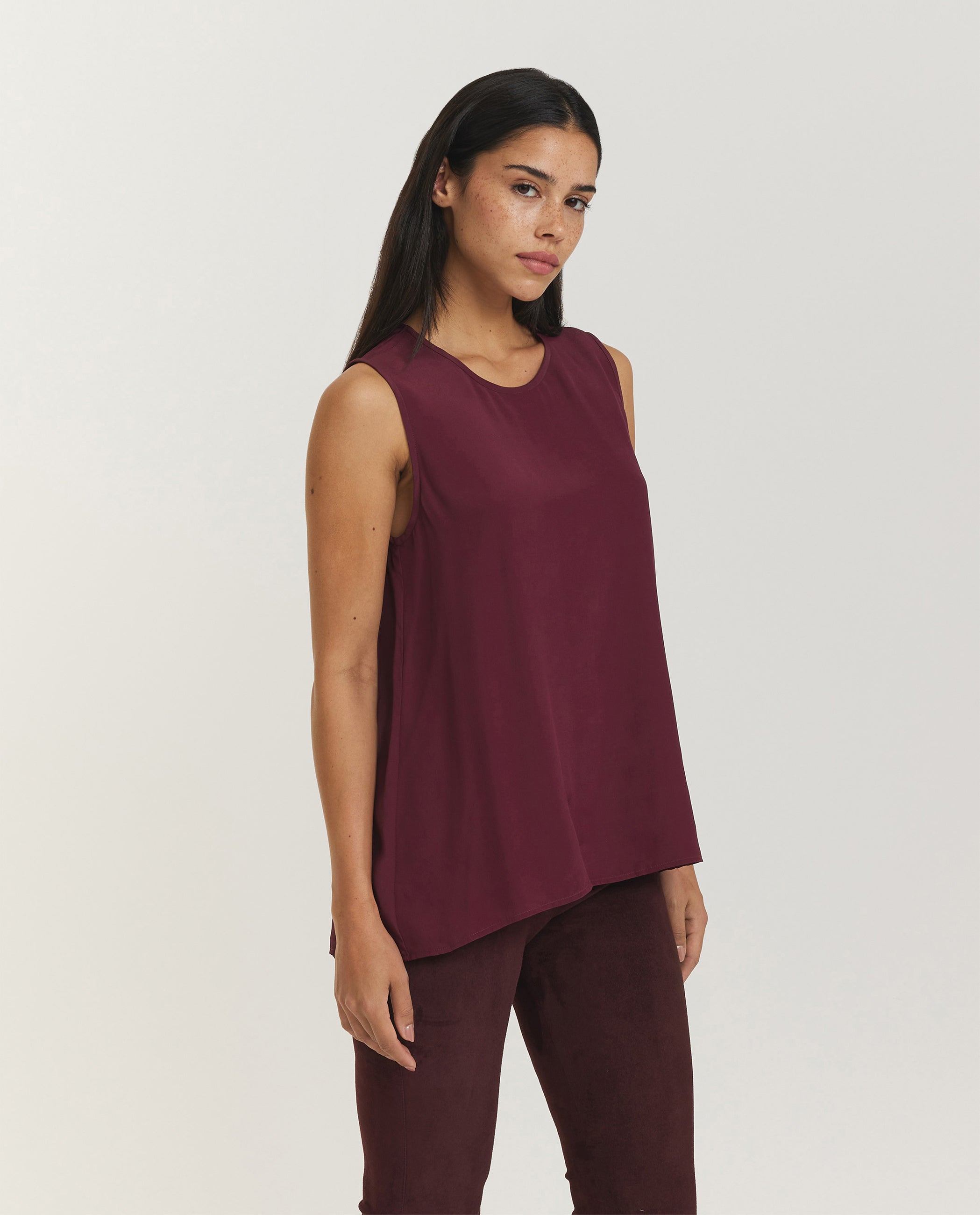 Mouwloze Zijde Mix Top - Rood