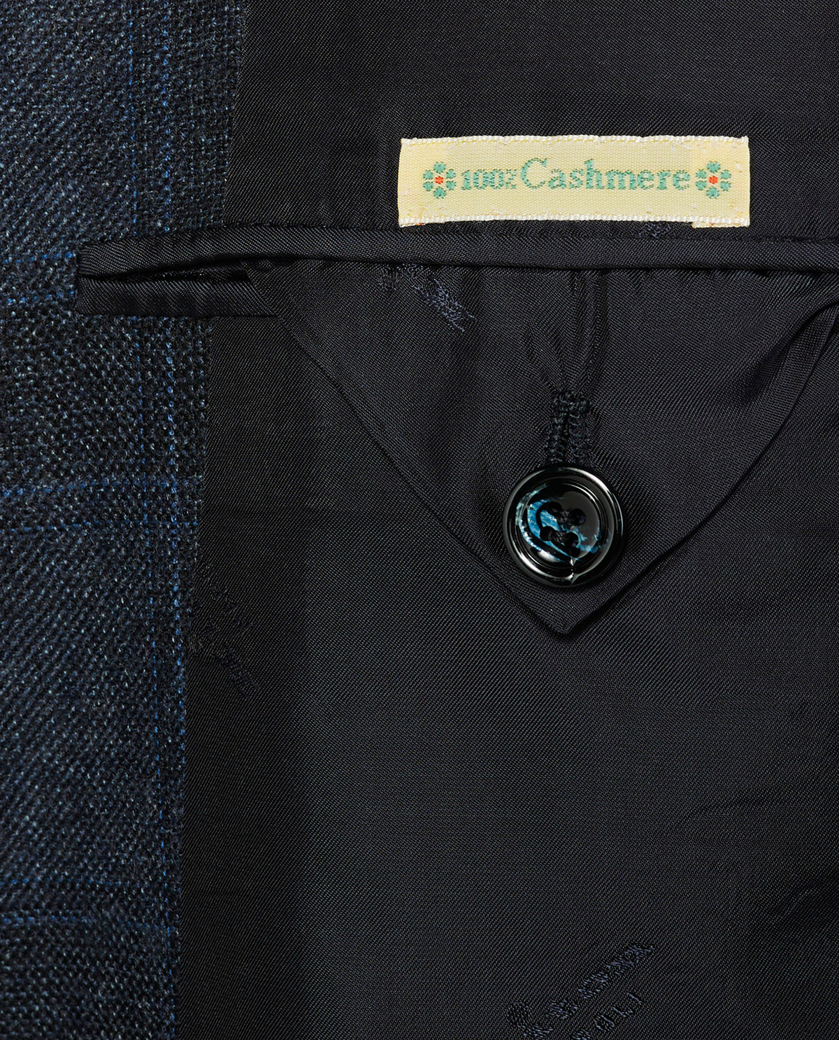 Geruit Handgemaakt Cashmere Jasje - Blauw