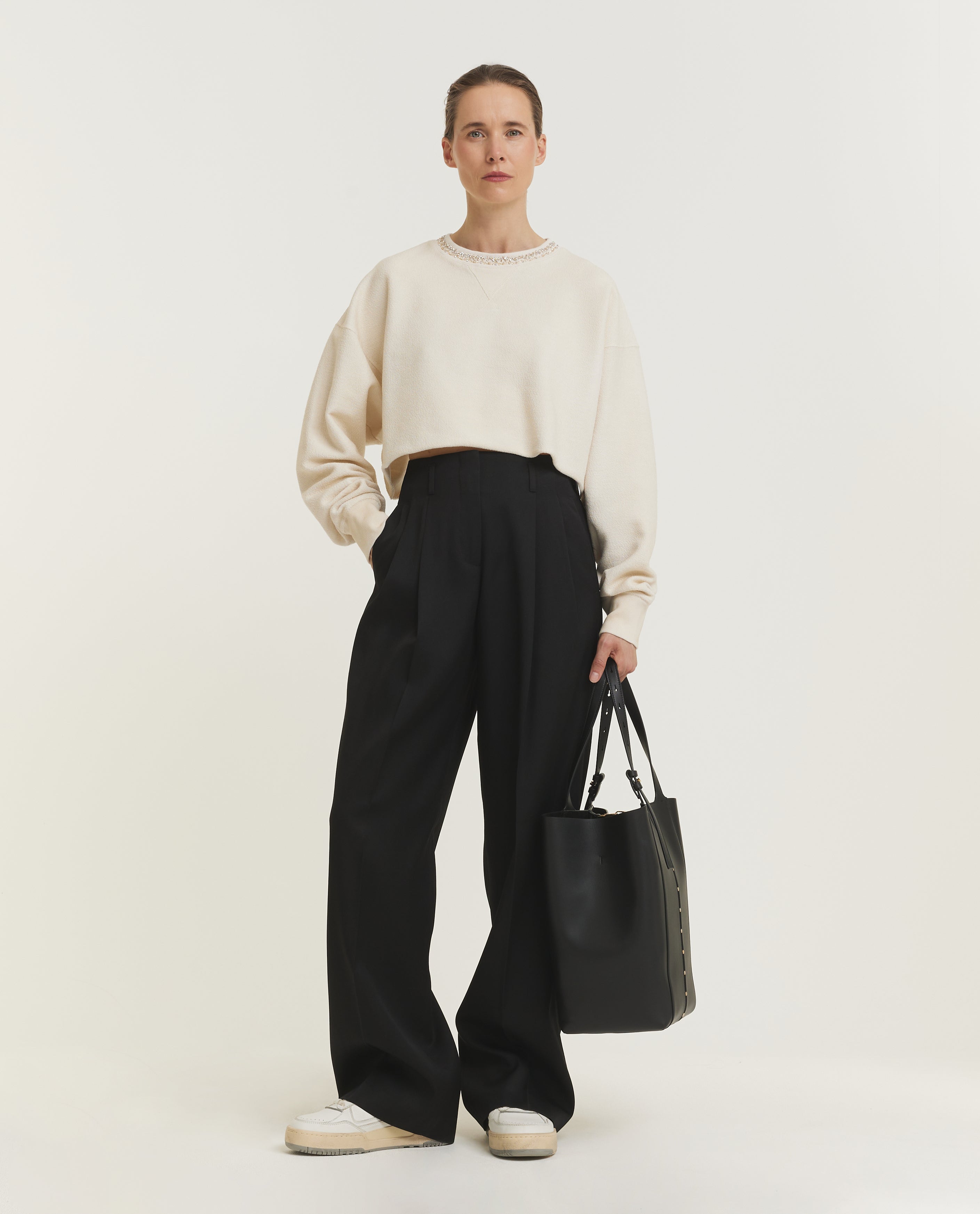 Katoenen Kristal Sweatshirt - Ecru