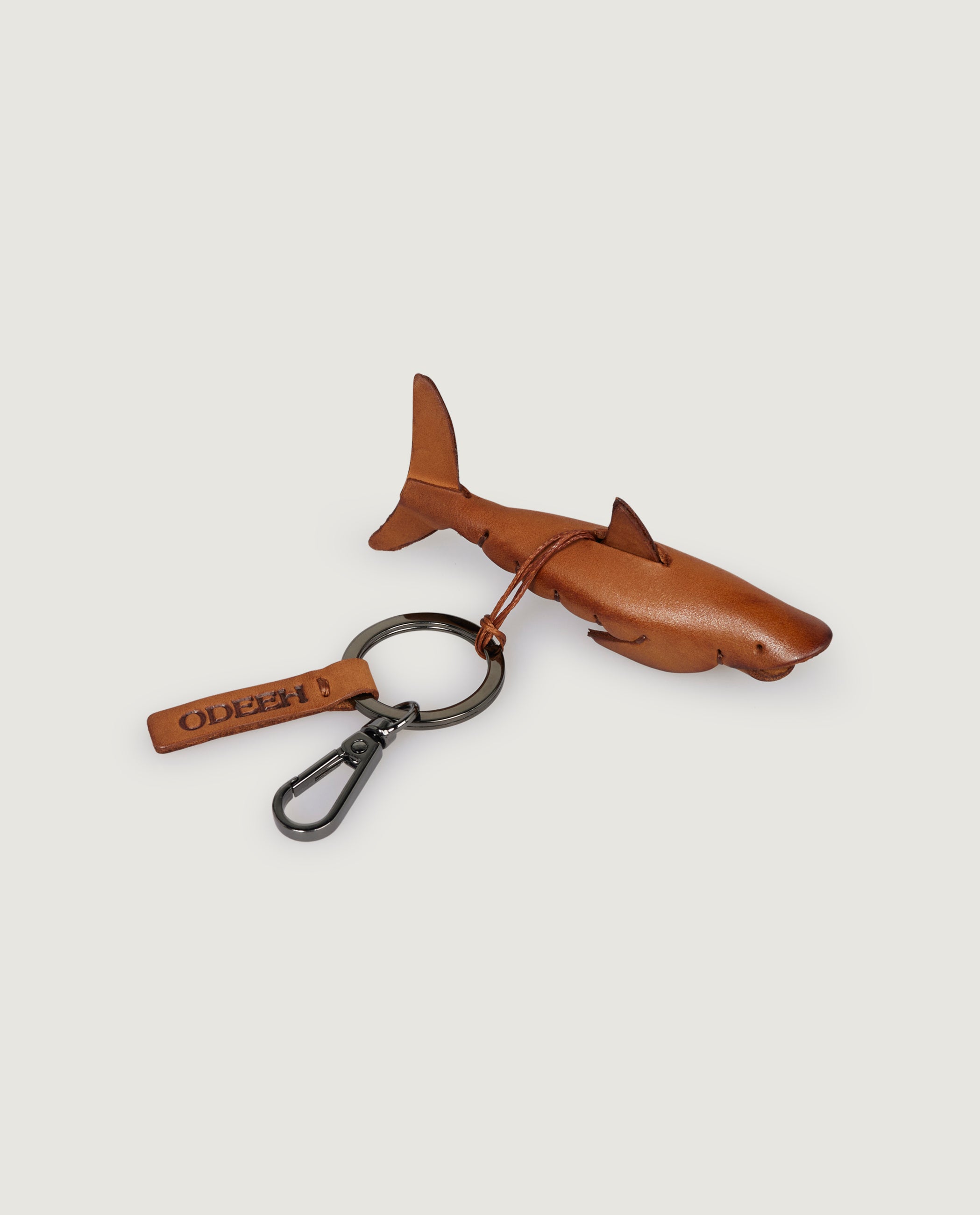 Lederen Haai Sleutelhanger - Lichtbruin