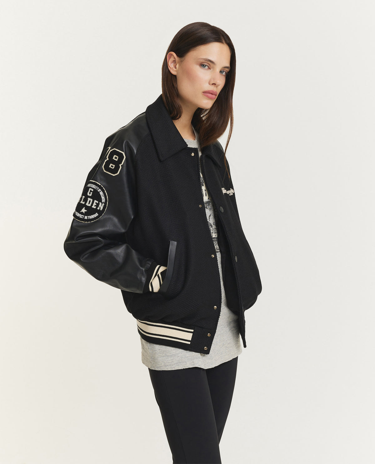 Wollen Letterman Jack - Zwart