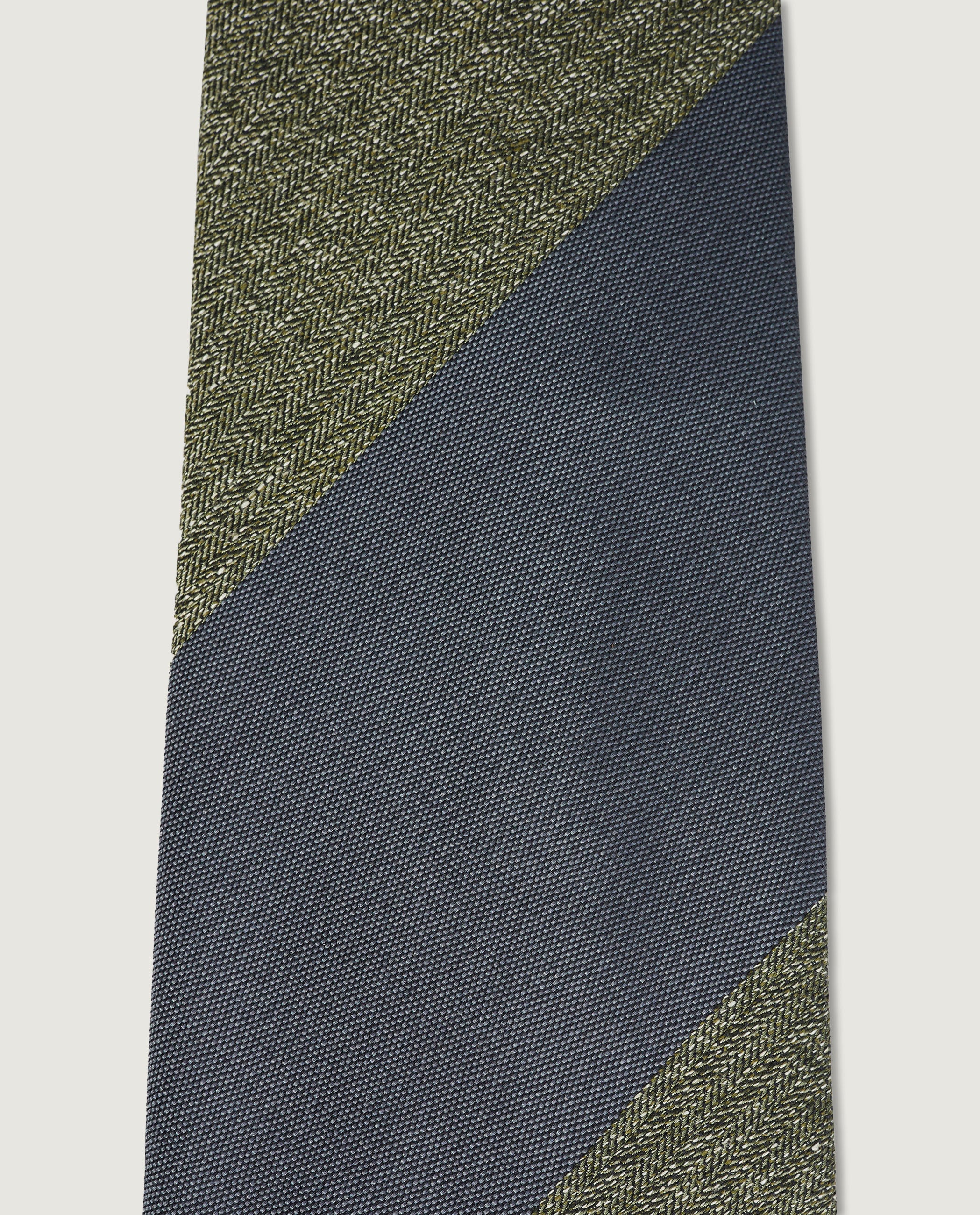 Gestreepte Zijden Katoenen Das - Groen