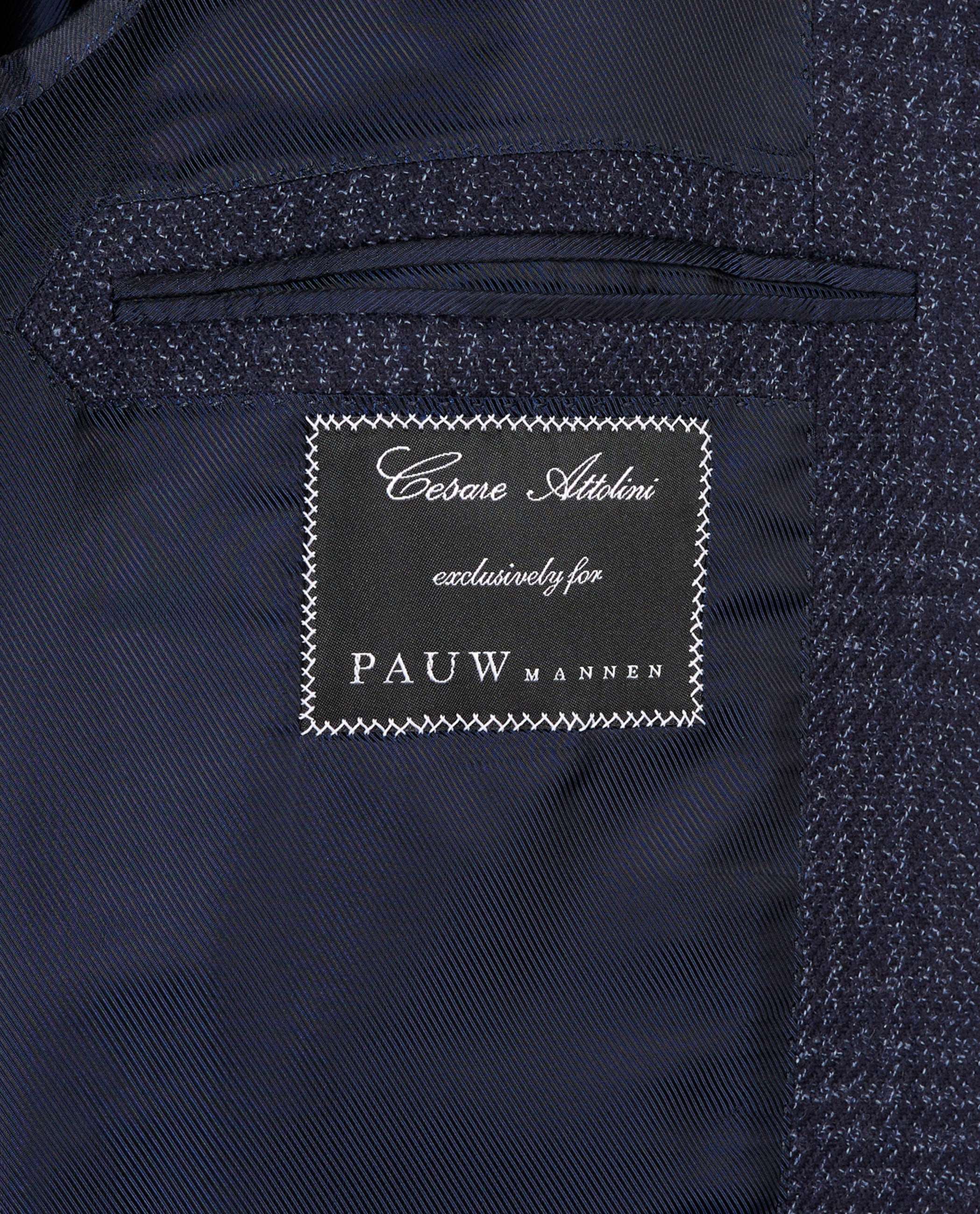 Wol Zijden Glencheck Jasje - Donkerblauw