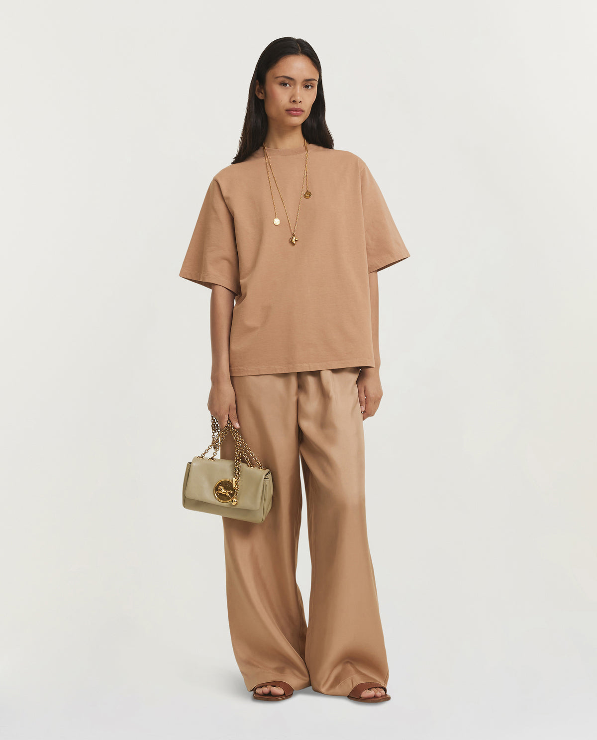 Oversized Katoenen T-Shirt - Lichtbruin