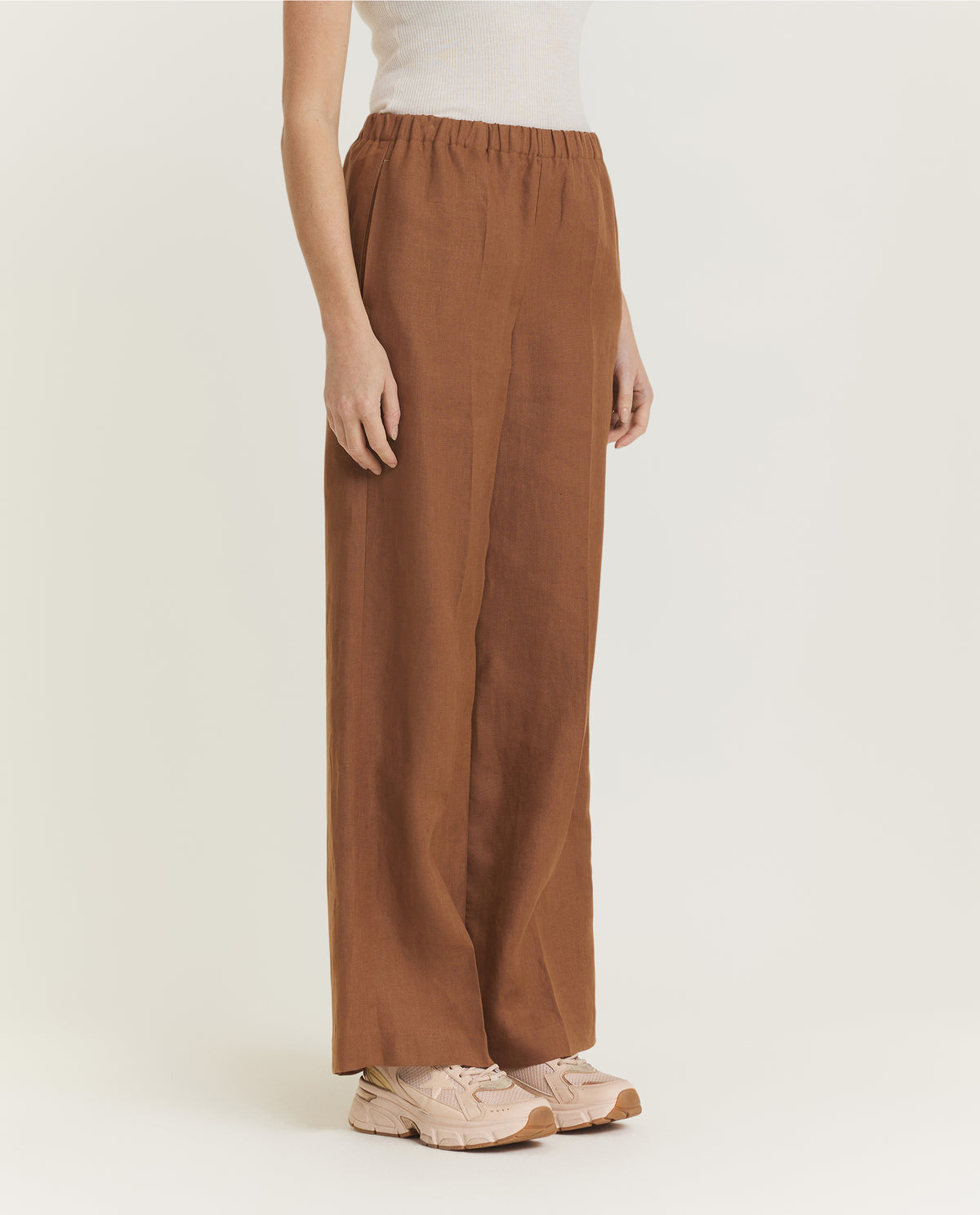 Wijde Linnen Broek - Bruin