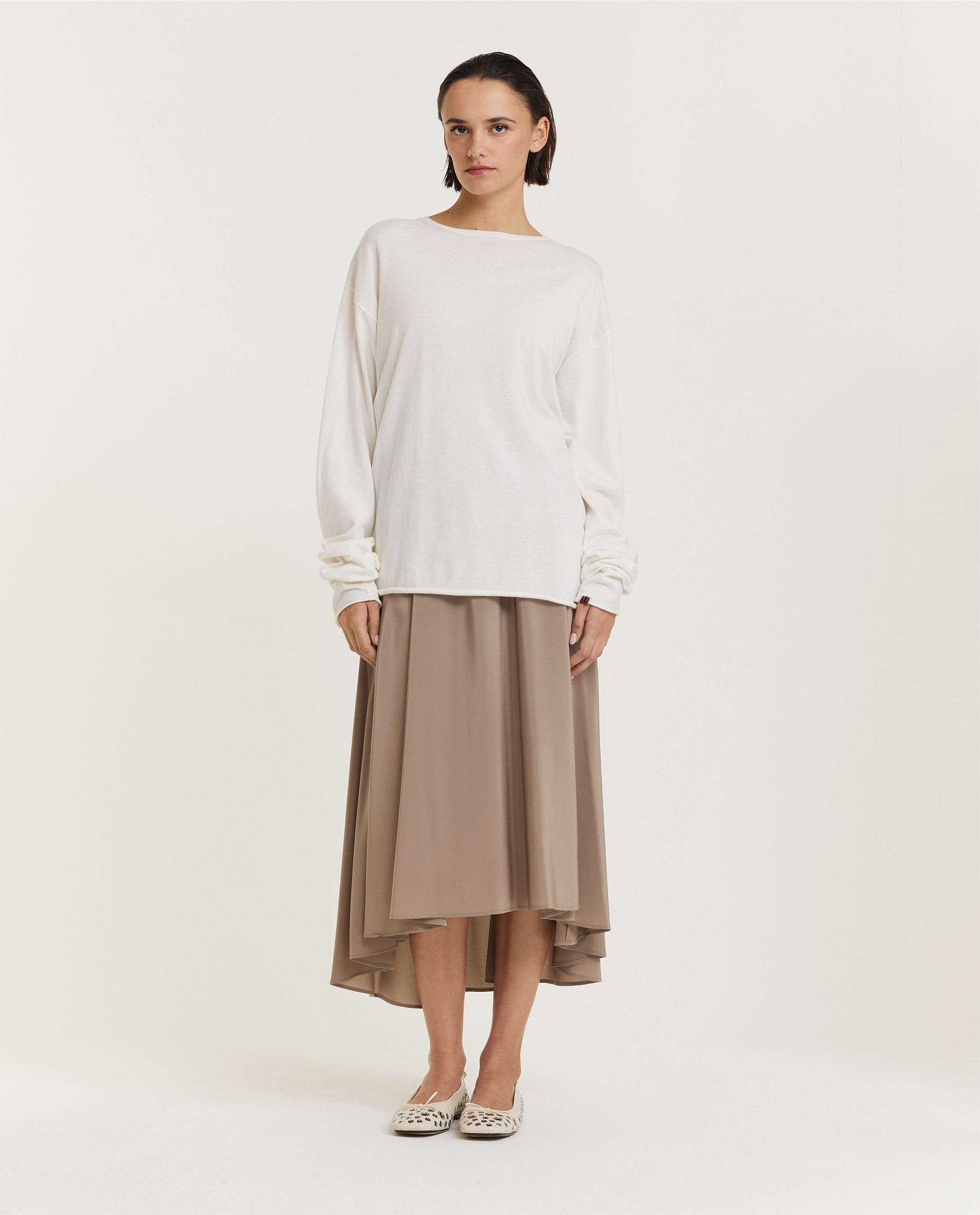 Geplooide Zijden Rok - Bruin